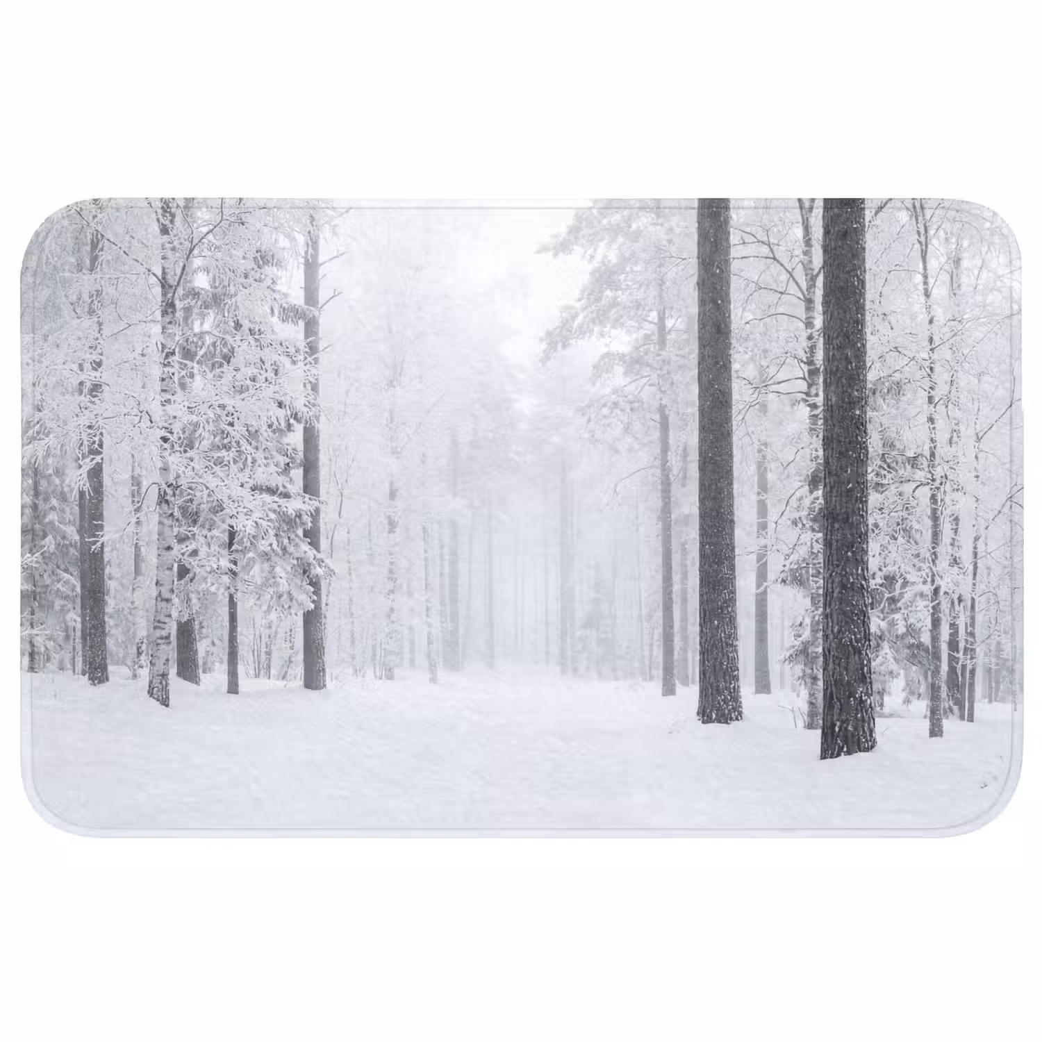 Bos - Sneeuw - Pad - Winter - Stilte Badmat middel -3d