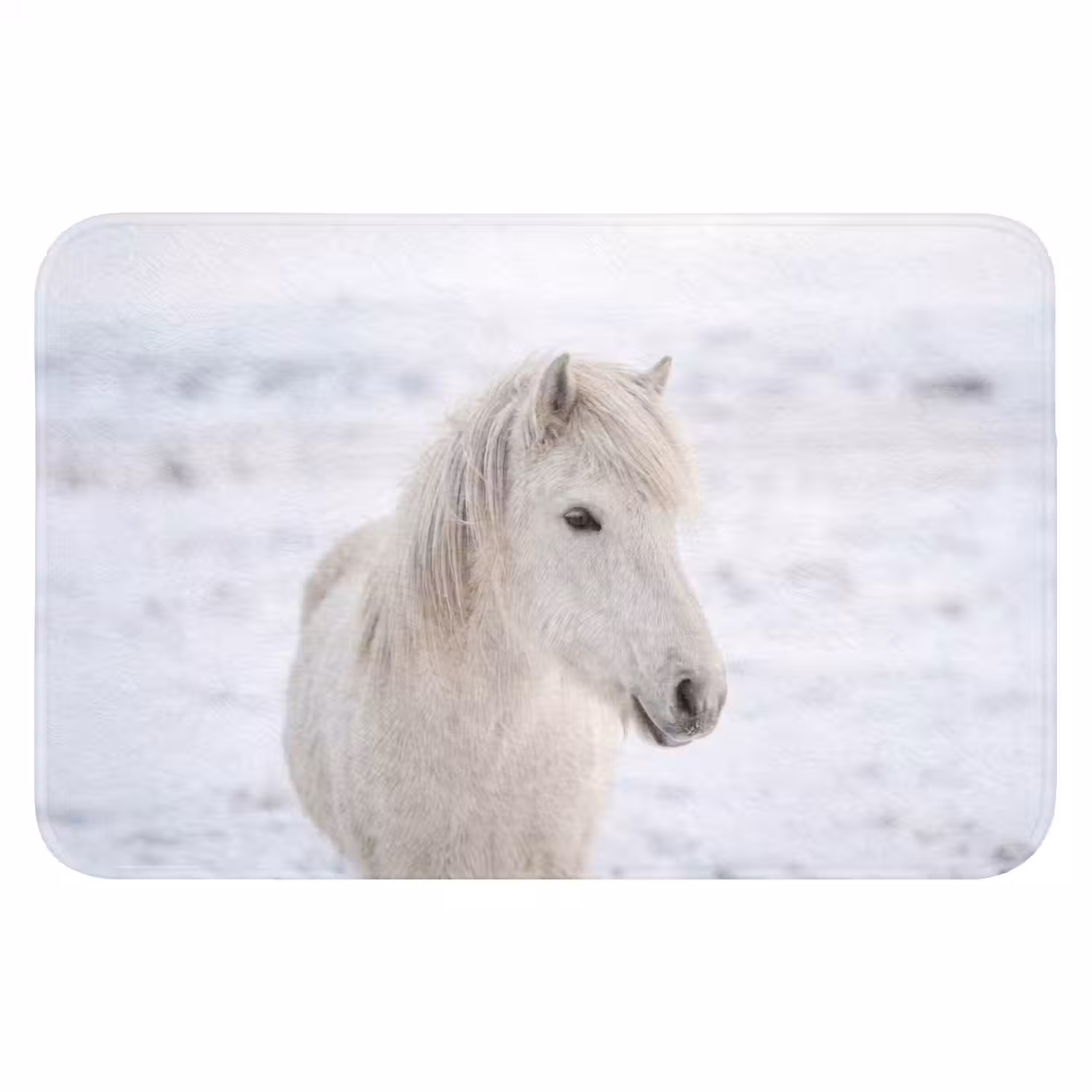Paard - Kop - Winter - Dieren - Wit Badmat klein -3d