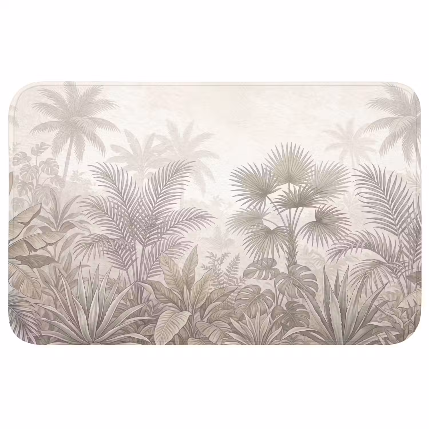 Jungle - Tropisch - Natuur -Vintage - Beige Badmat middel -3d