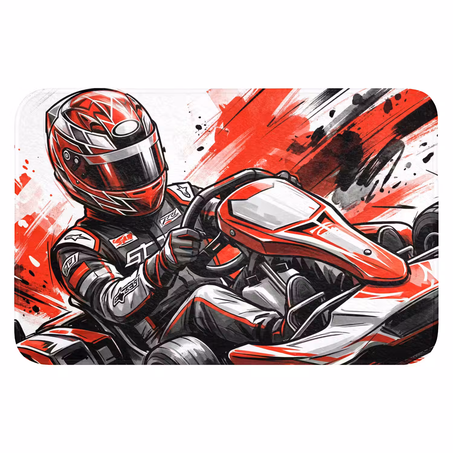 Kart - Coureur - Snelheid - Rood Badmat klein -3d