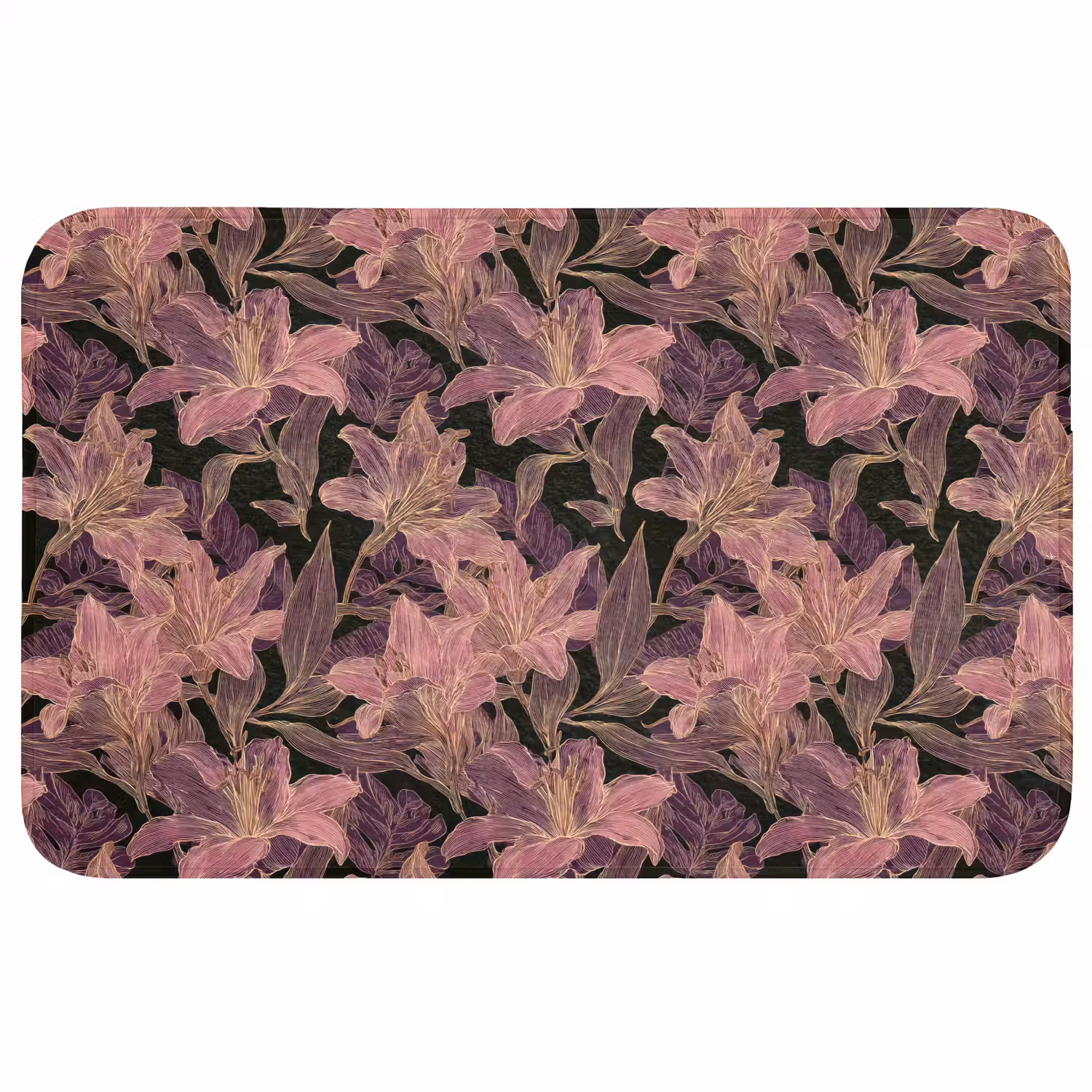 Lelies - Patroon - Paars - Goud Badmat middel 997 -3d