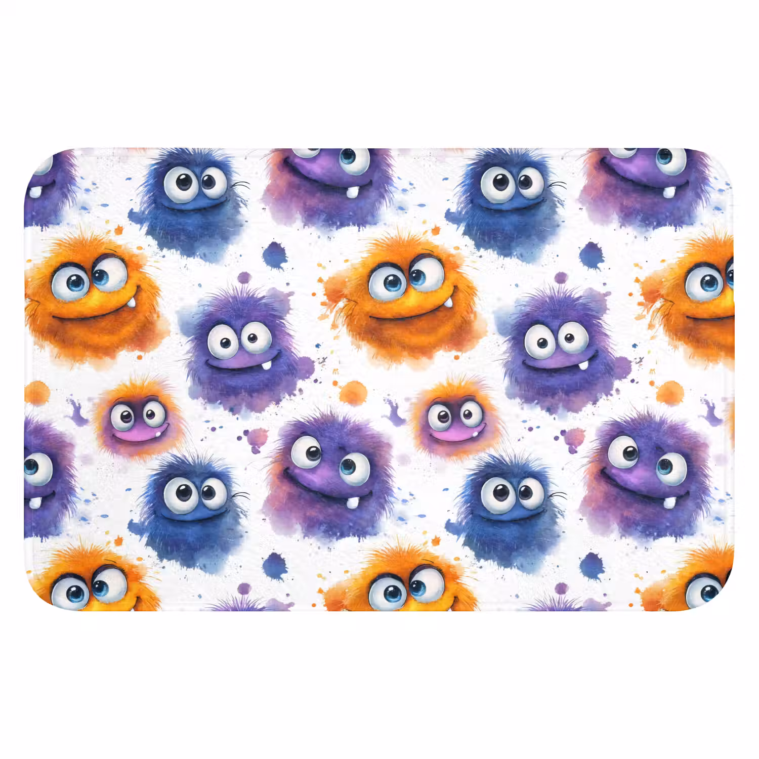 Monstertjes - Aquarel - Kleurrijk Badmat klein 997 -3d