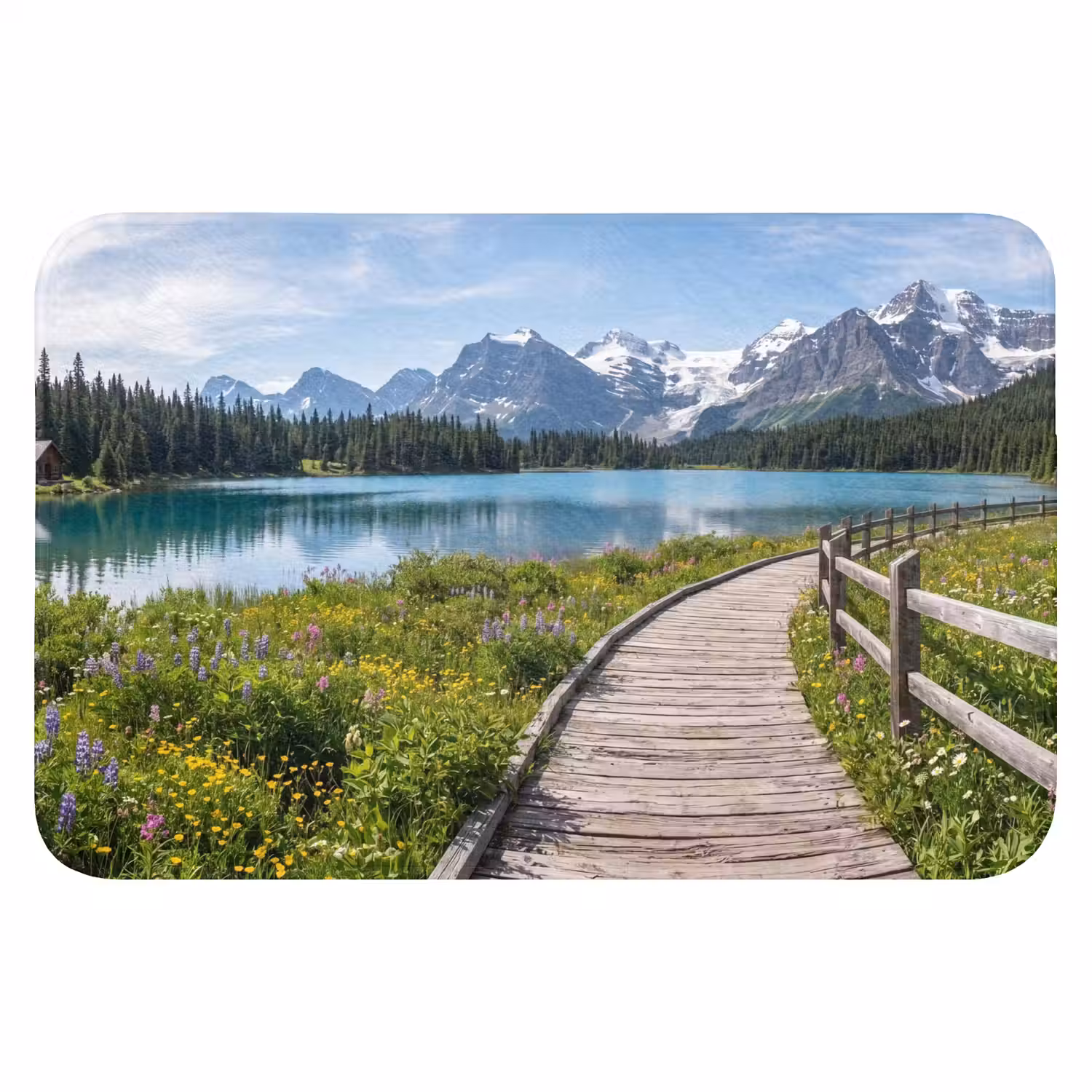 Bergen - Meer - Landschap - Blauw Badmat klein -3d