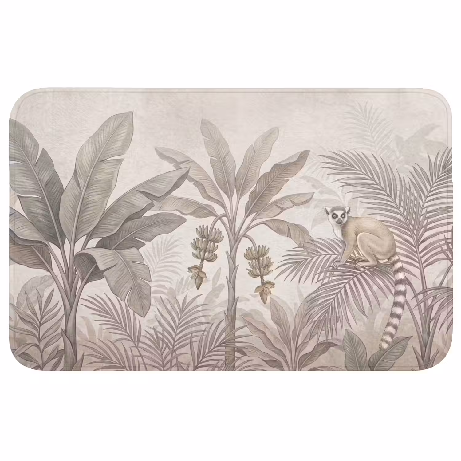 Natuur - Jungle - Ringstaartmaki - Bruin Badmat middel -3d
