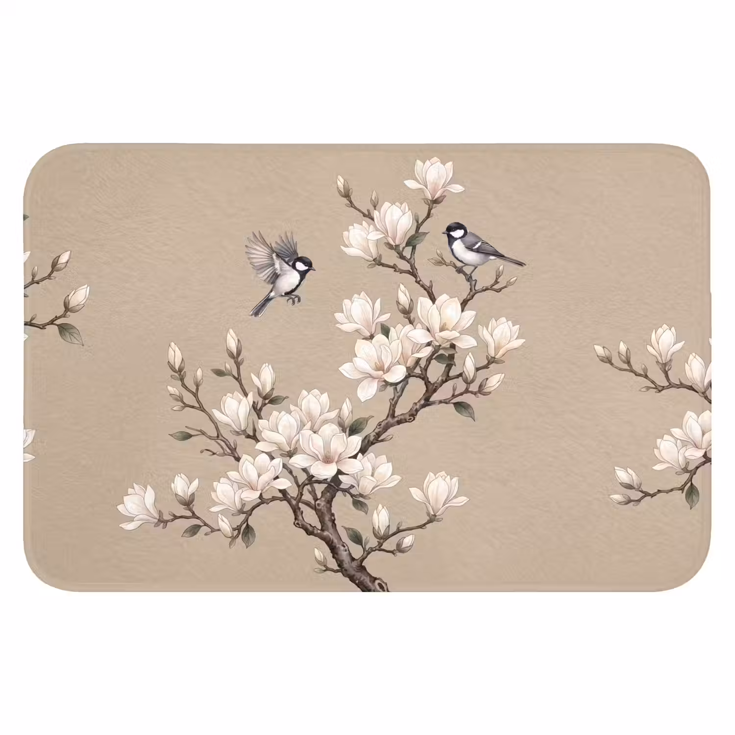 Oosters - Vogels - Beige Badmat klein -3d