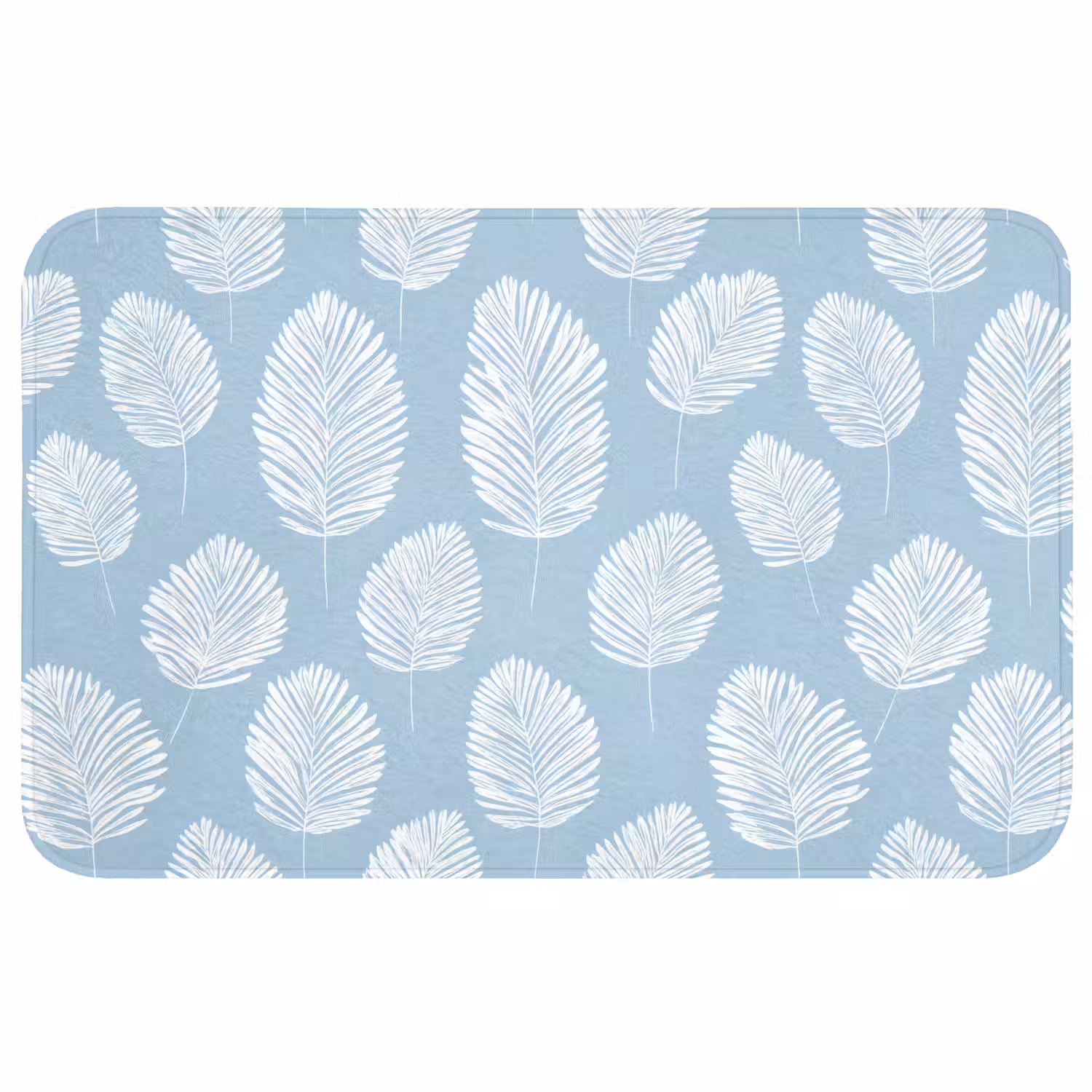 Palmbladeren - Naadloos - Patroon - Pastelblauw Badmat middel 997 -3d