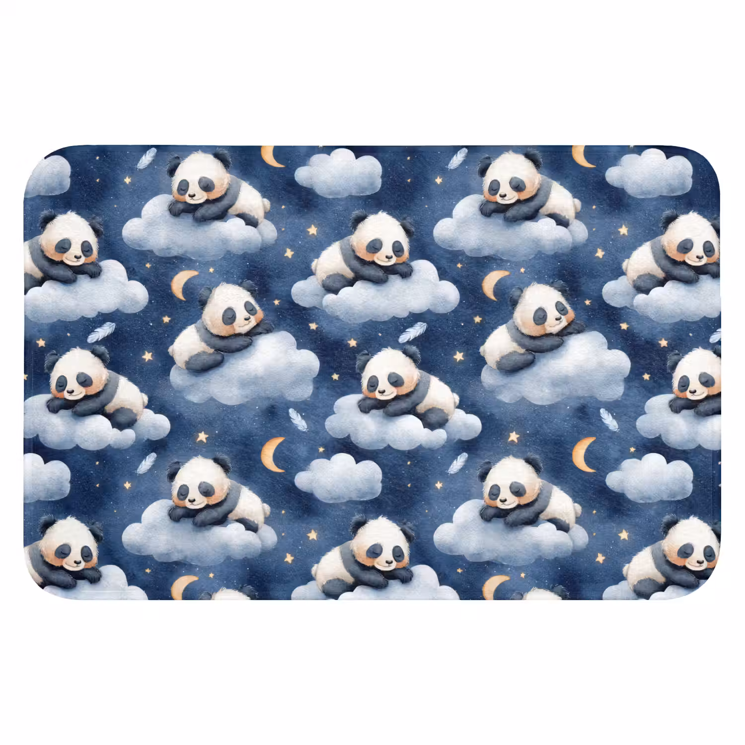 Panda's - Slapen - Blauw Badmat klein 997 -3d