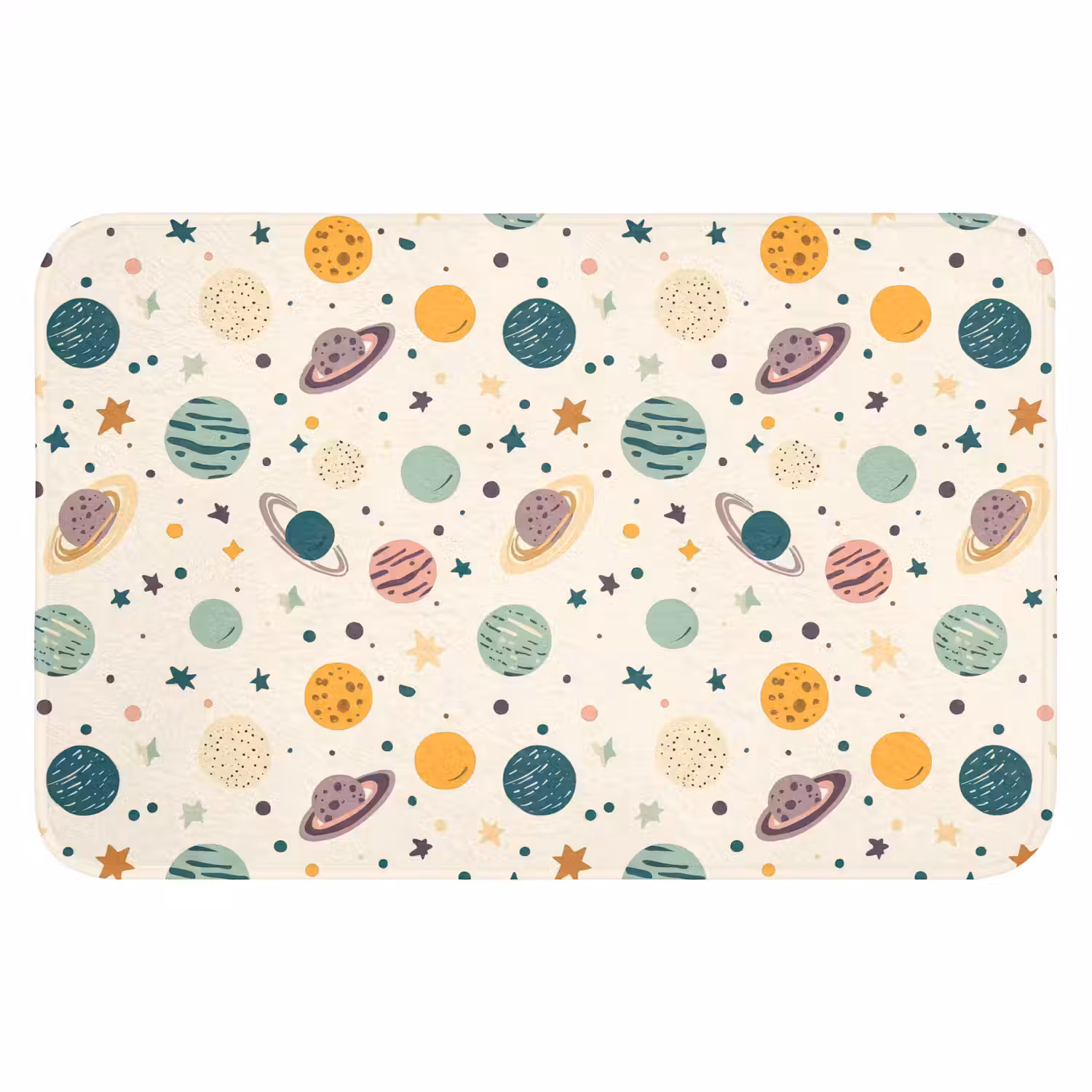 Planeten - Retro - Kleurrijk Badmat klein 997 -3d