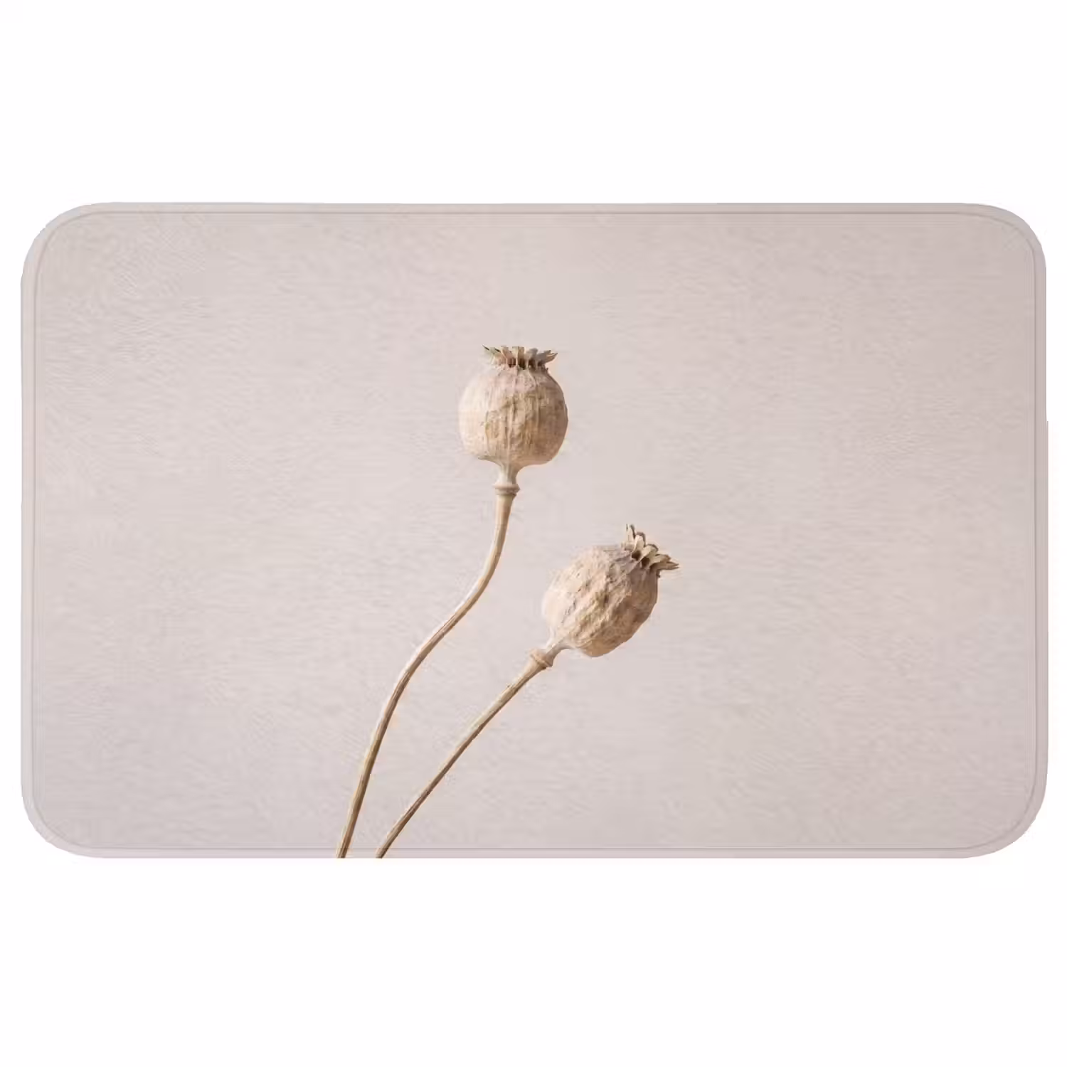 Papaverbollen - Droogbloemen - Minimalistisch - Beige - Rustig Badmat middel -3d