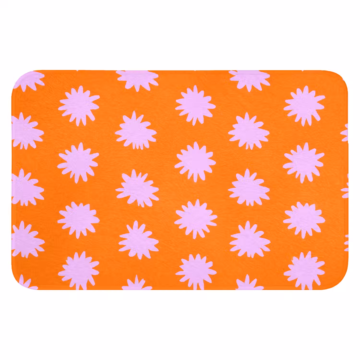 Retro - Bloemen - Oranje Badmat klein 997 -3d