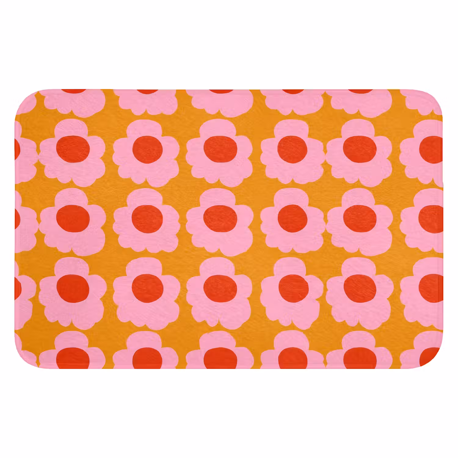 Retro - Bloemen - Roze Badmat klein 997 -3d