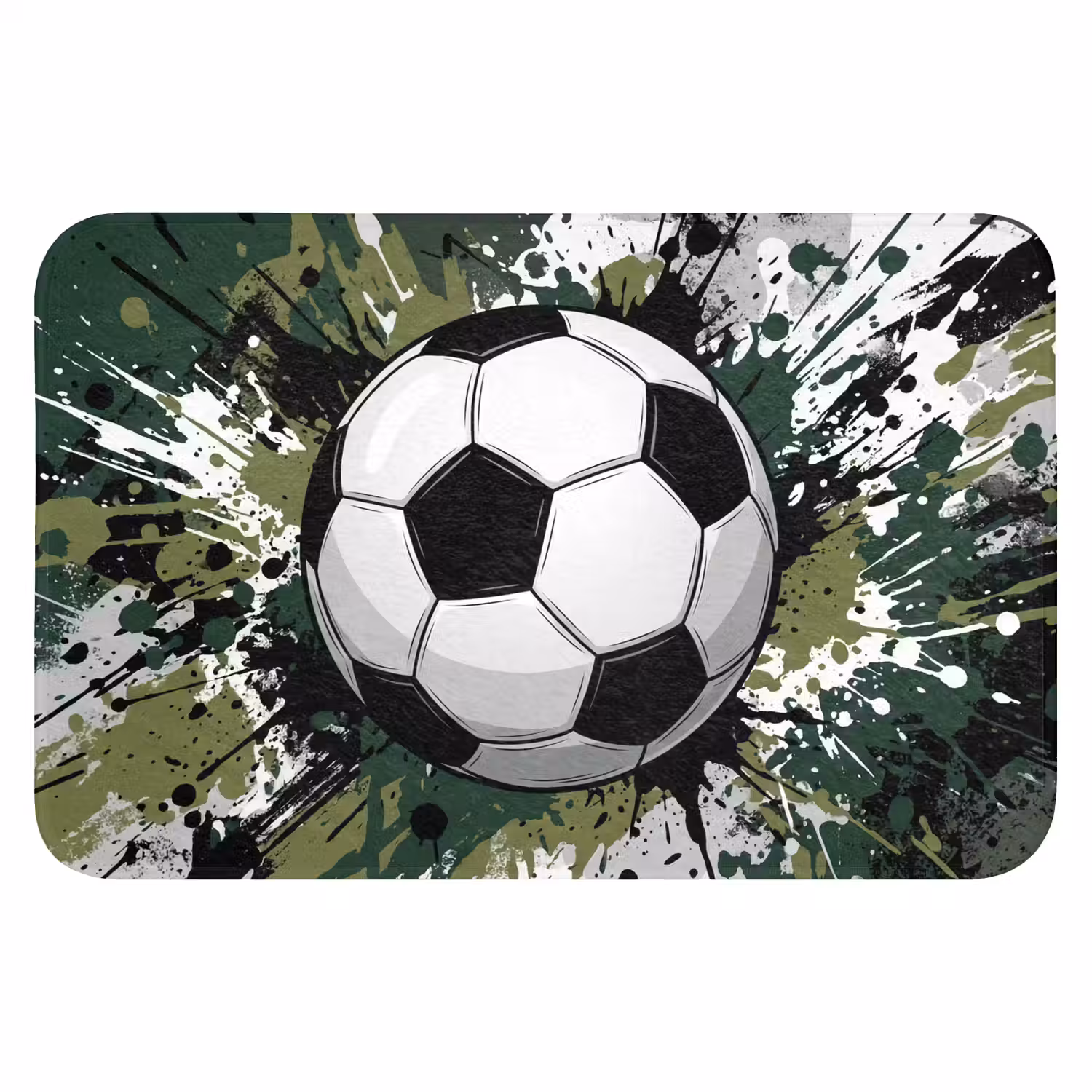 Voetbal - Verf - Spetters - Groen Badmat klein -3d