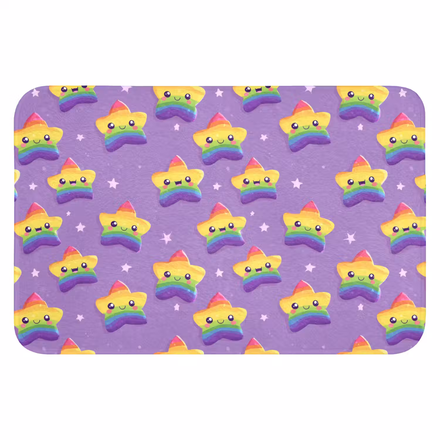 Sterren - Regenboog - Paars Badmat klein 997 -3d