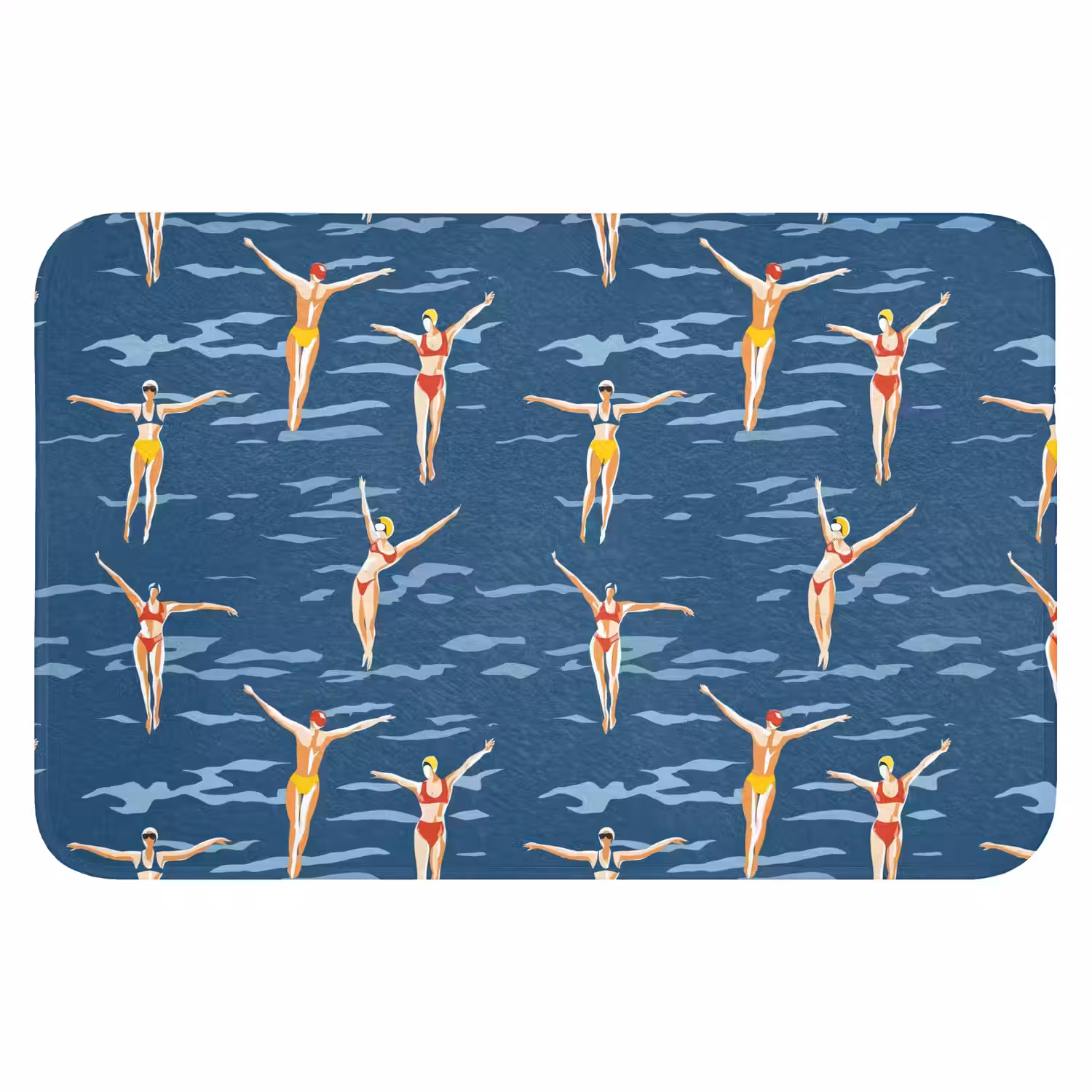 Zwemsters- Retro - Blauw Badmat klein 997 -3d