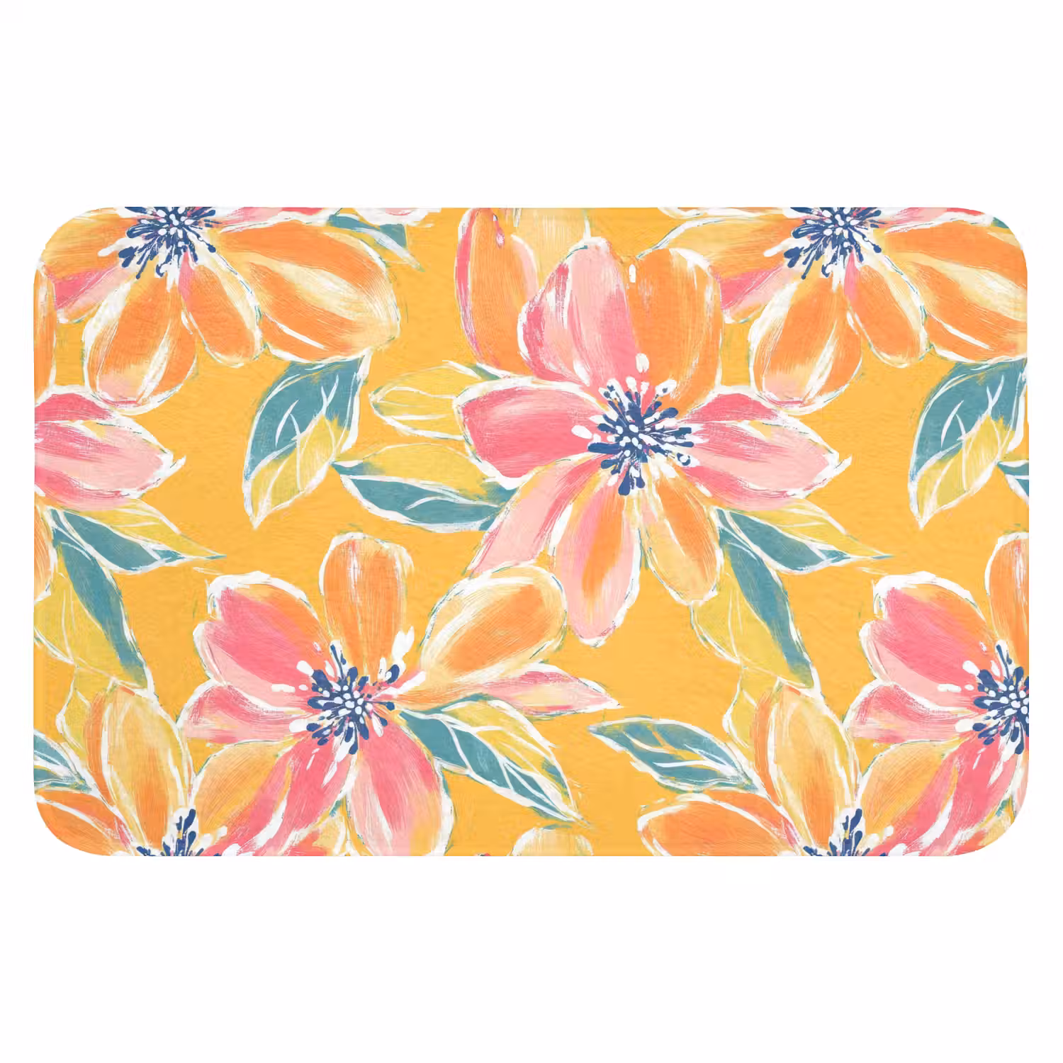 Textuur - Bloemen - Kleurrijk Badmat klein 997 -3d
