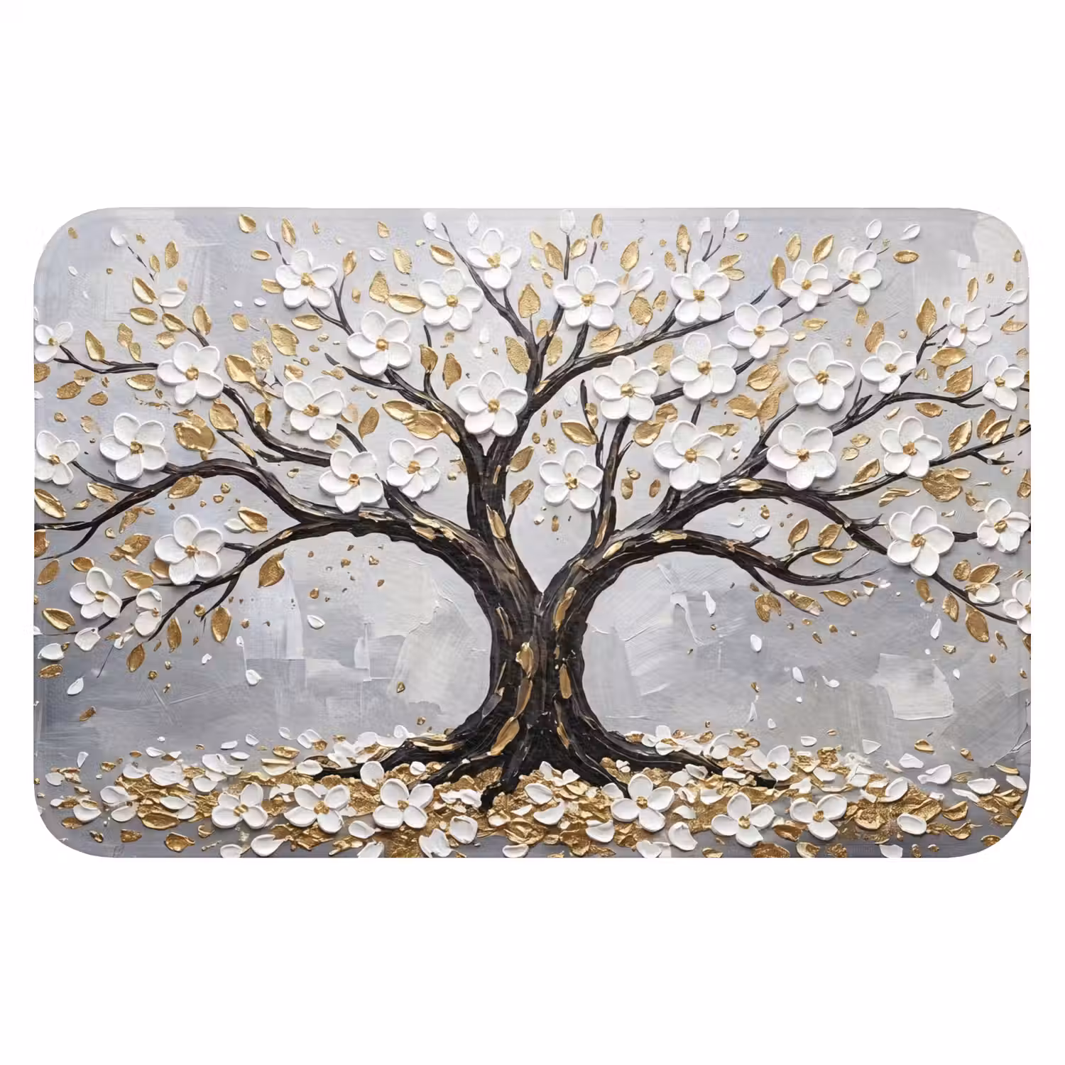 Boom - Bloemen - Natuur - Abstract - Wit Badmat klein -3d