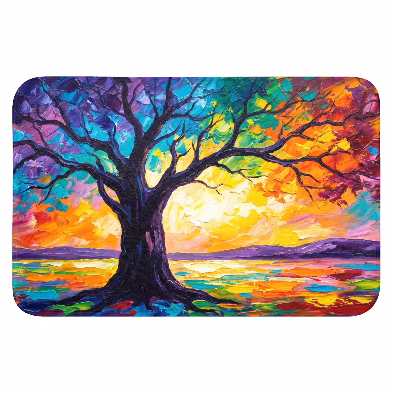 Boom - Landschap - Natuur - Abstract - Kleurrijk Badmat klein -3d