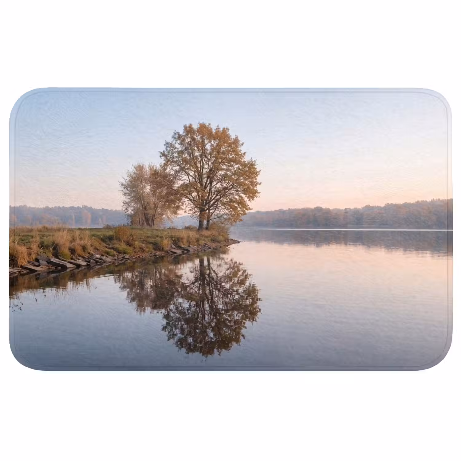 Bomen - Reflectie - Water - Zonsopgang - Serene Badmat middel -3d