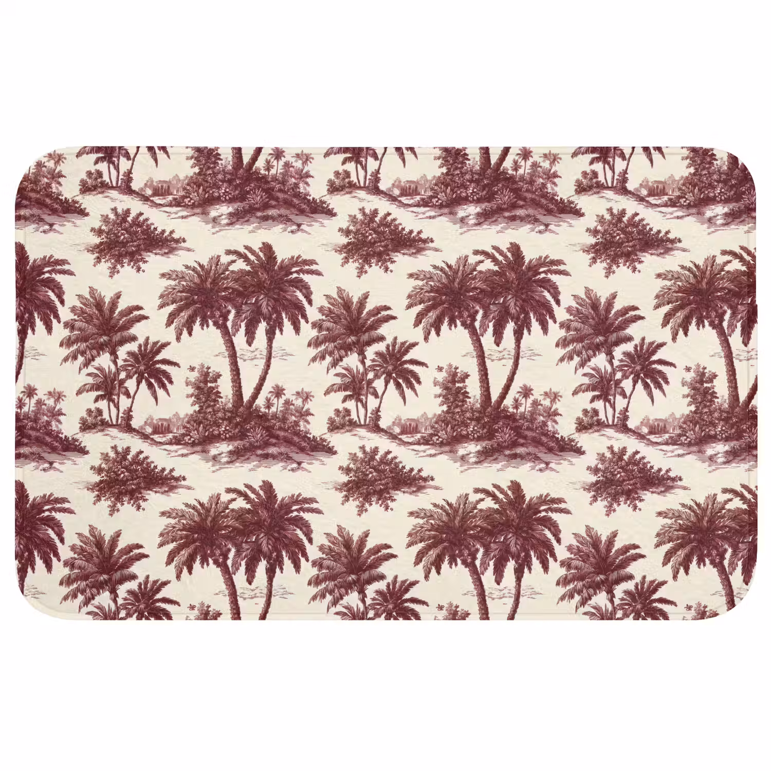 Tropisch - Geometrisch - Bordeauxrood Badmat middel 997 -3d