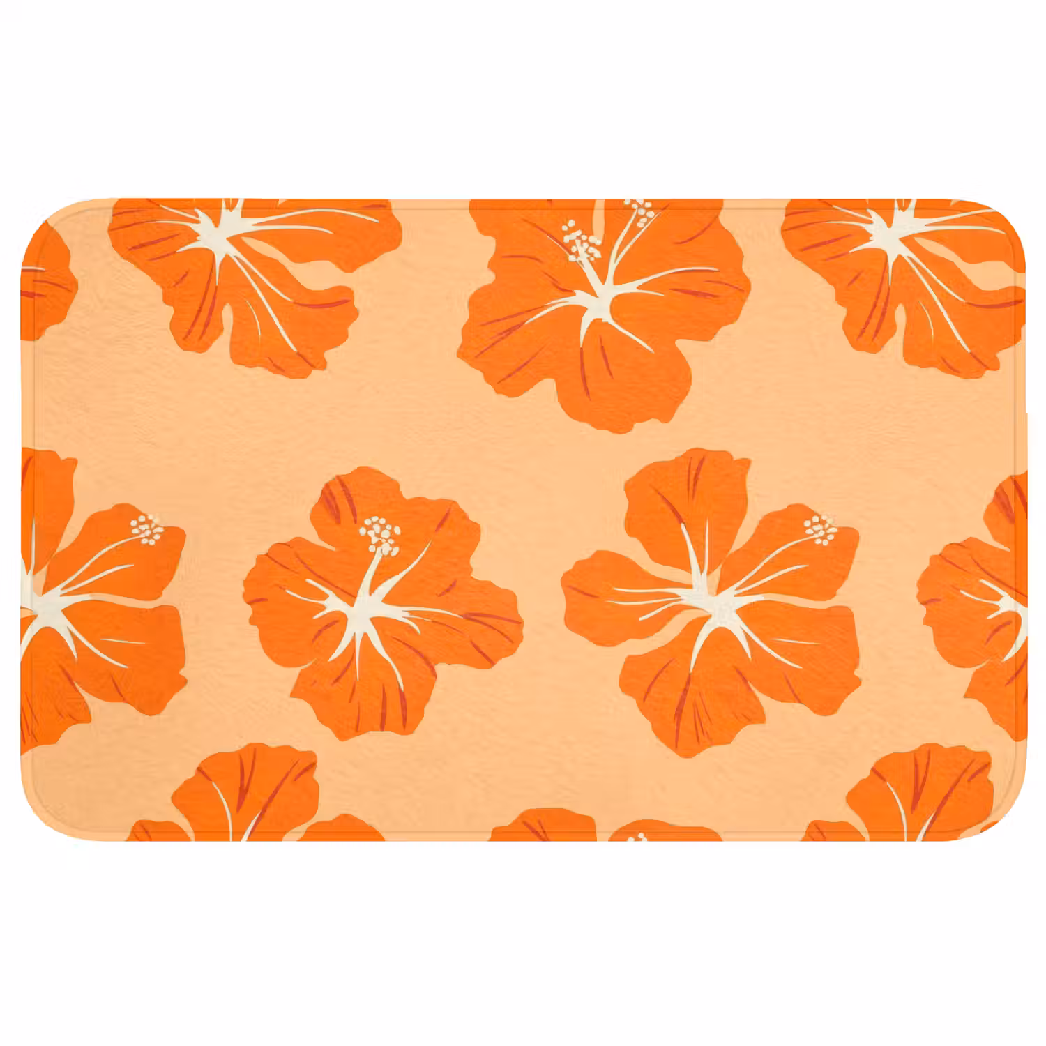 Tropisch - Hibiscus - Oranje Badmat middel 997 -3d
