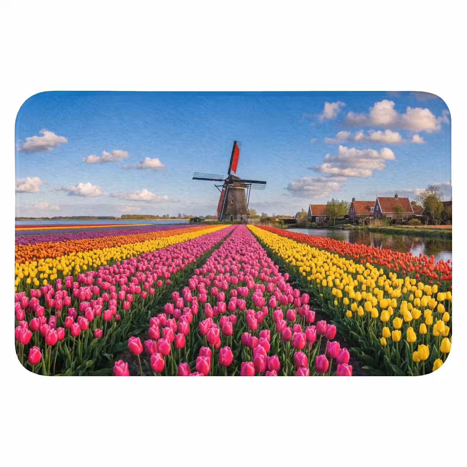 Tulpen - Holland - Molen - Kleurrijk Badmat klein -3d