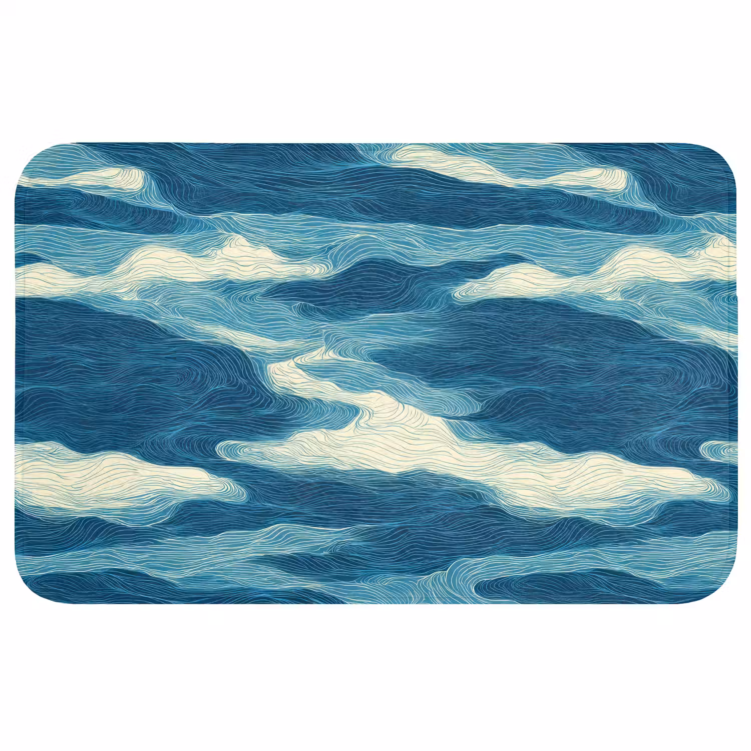 Golven - Abstract - Patroon - Blauw - Wit Badmat klein 997 -3d