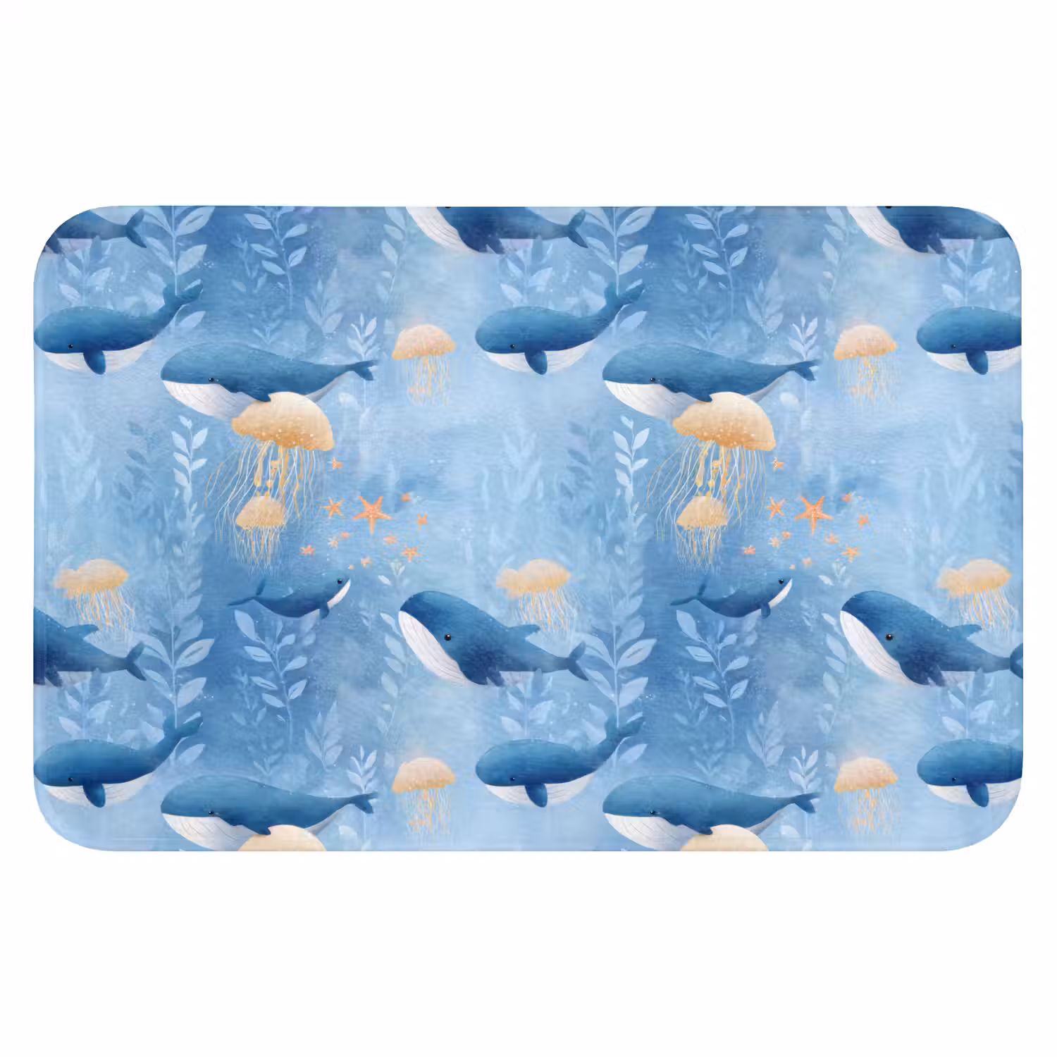 Walvissen - Oceaan - Blauw Badmat klein 997 -3d