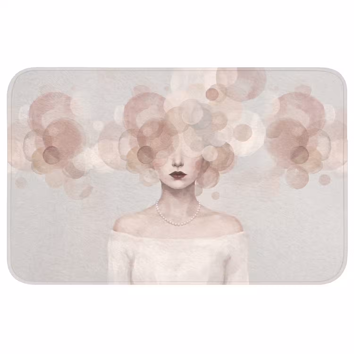 Vrouw - Cirkels - Beige Badmat middel -3d