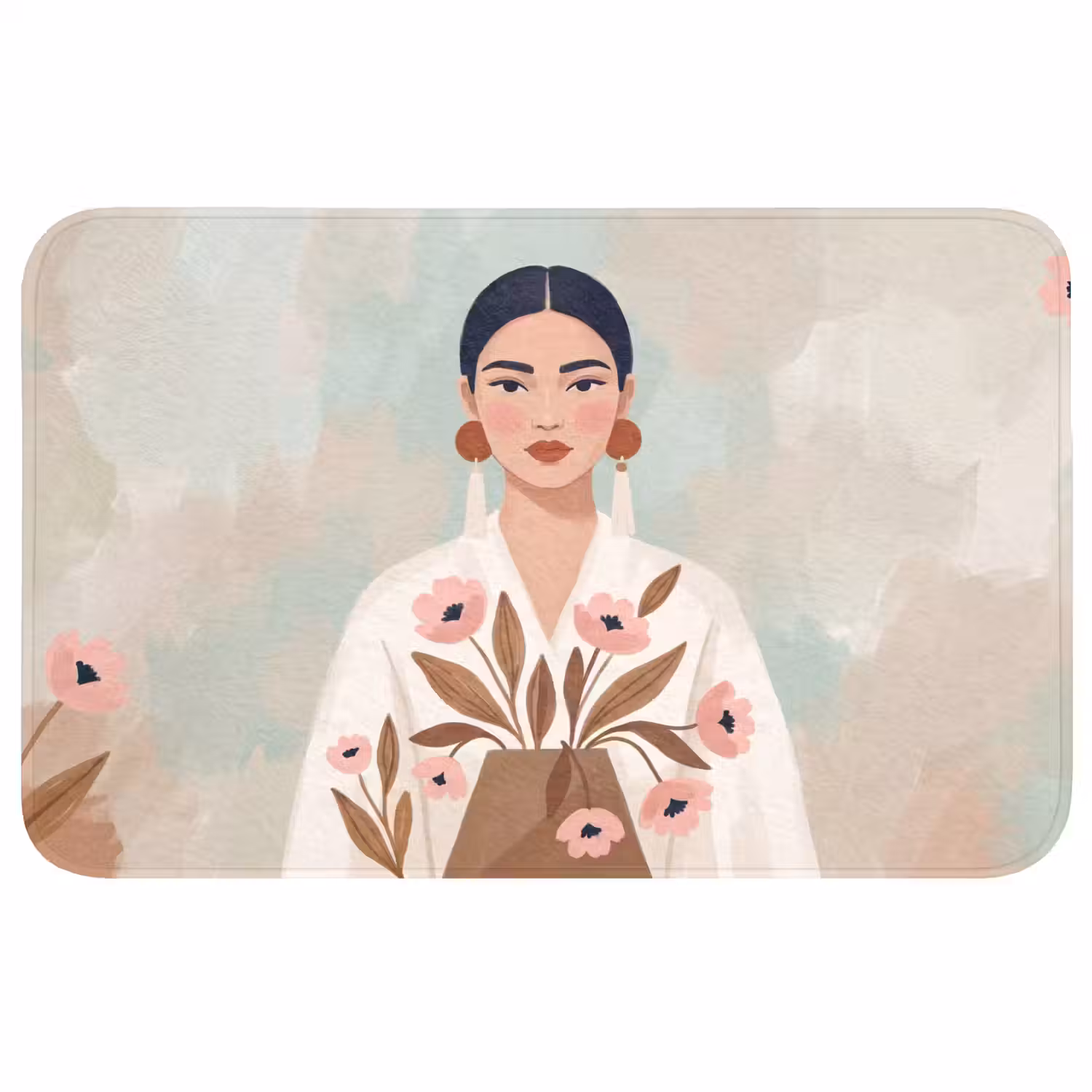 Vrouw - Kimono - Pastel Badmat klein -3d