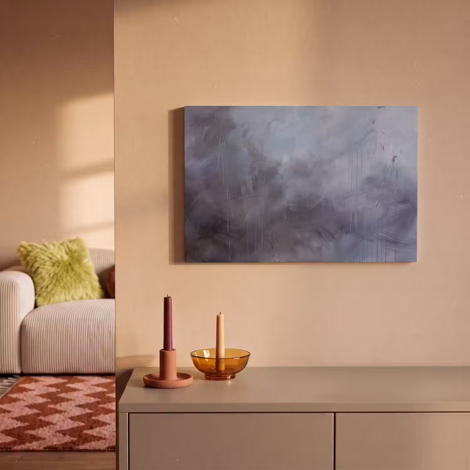 Abstract - Kwaststreken - Modern - Kunst - Grijs canvas 2cm klein -sfeer1