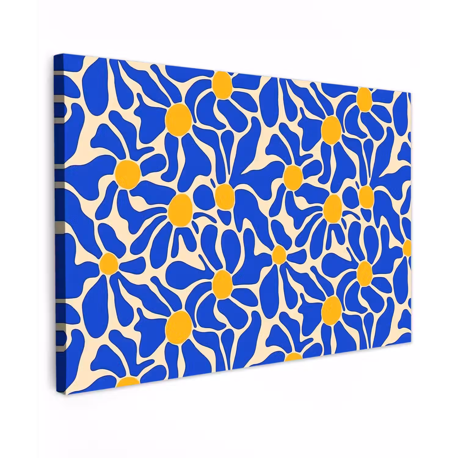 Abstract - Bloem - Blauw canvas 2cm klein 34 -z3d