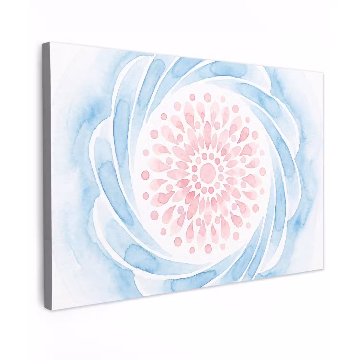 Abstract - Bloemvorm - Aquarel - Roze - Blauw canvas 2cm klein -z3d