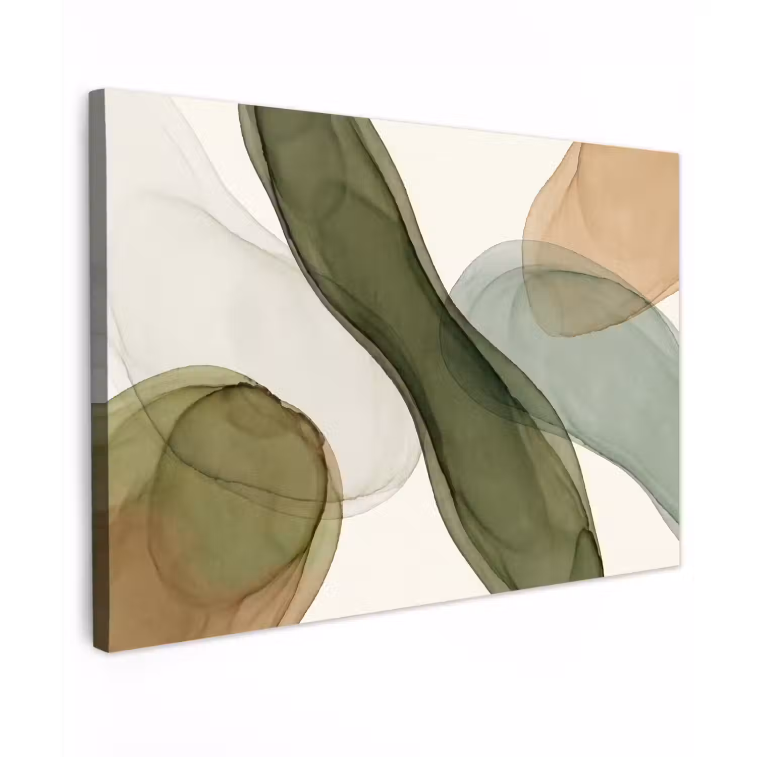 Abstract - Vormen - Modern - Kunst - Groen - Bruin canvas 2cm klein -z3d