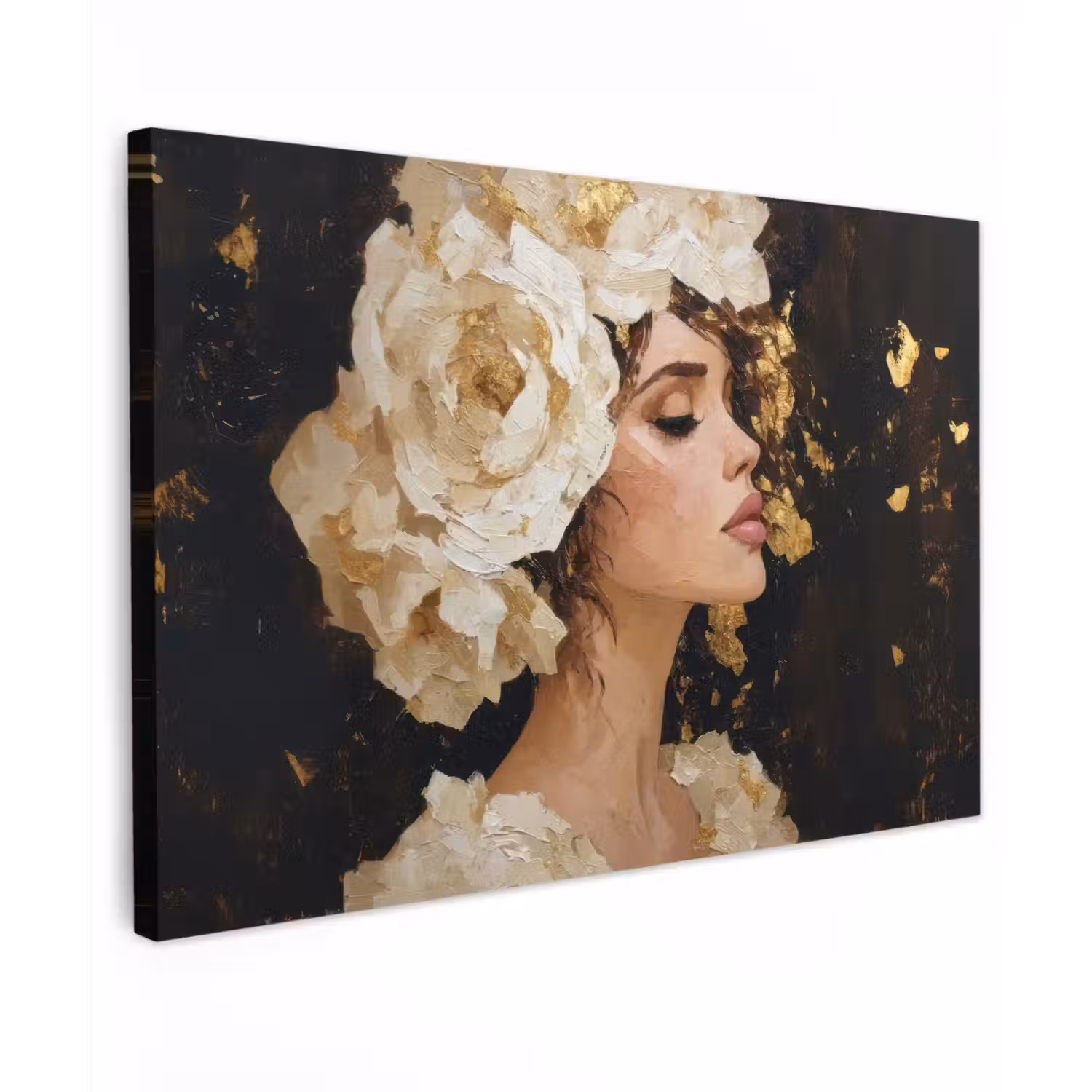 Abstract - Vrouw - Bloemen - Wit canvas 2cm klein -z3d