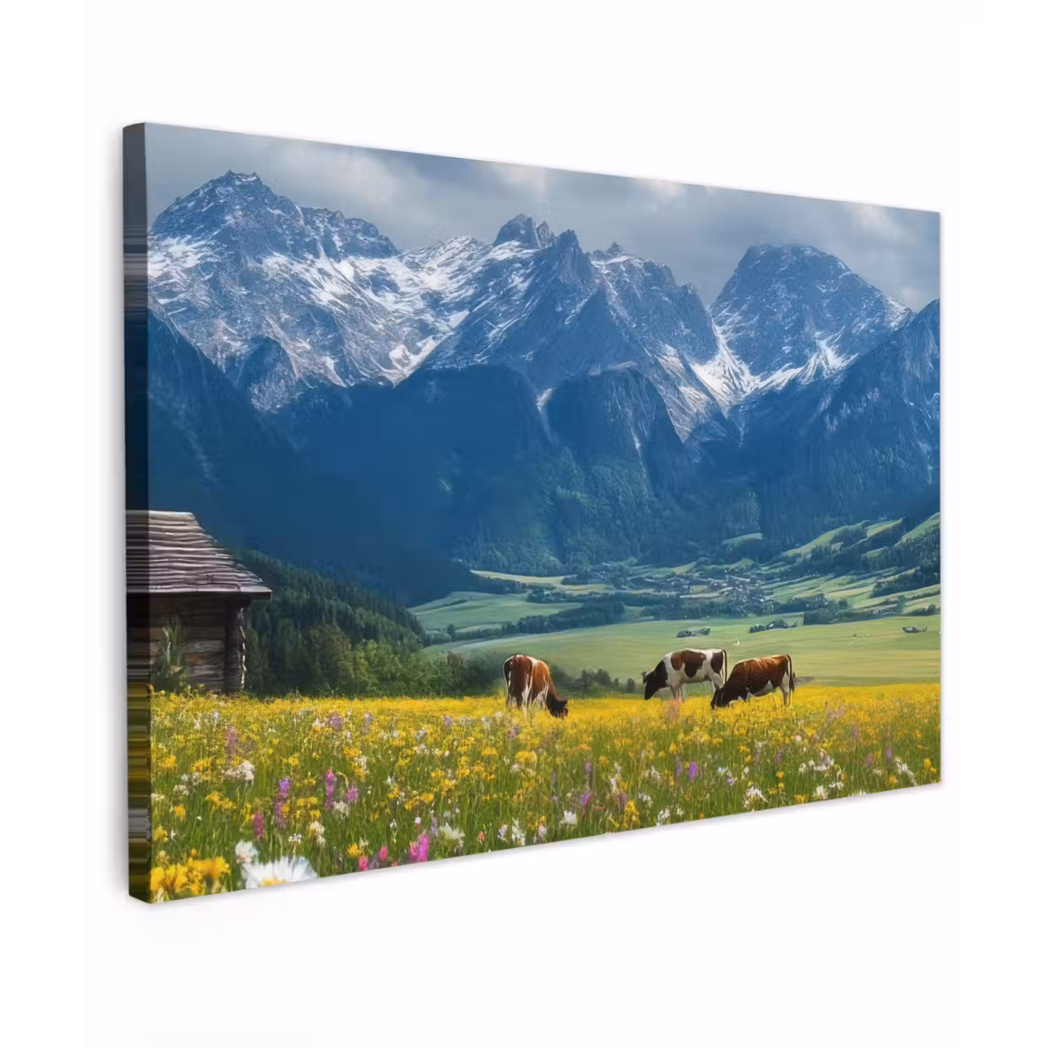 Alpen - Weide - Bergen - Koeien canvas 2cm klein -z3d