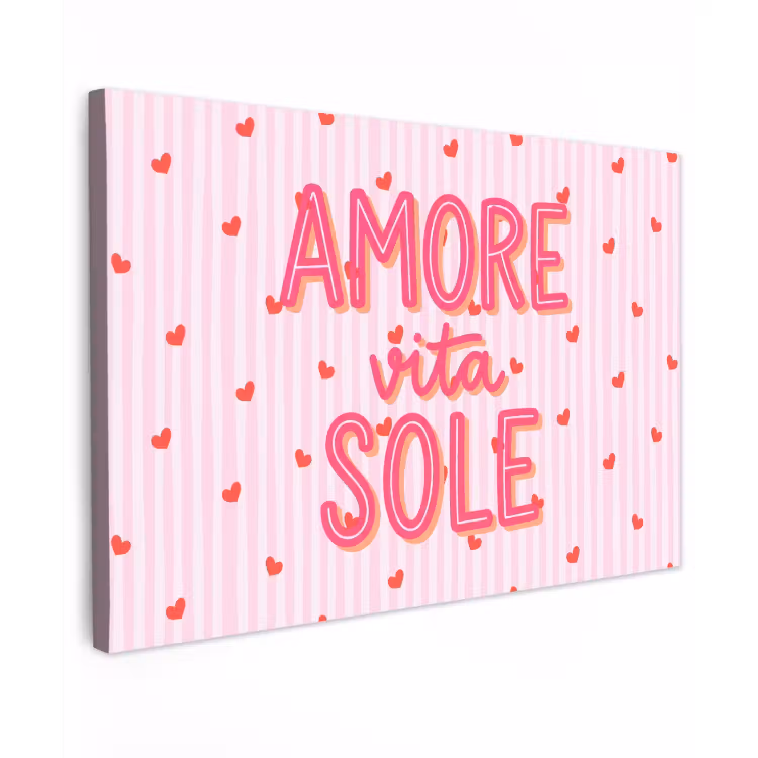 Amore vita sole - Roze - Hartjes canvas 2cm klein -z3d