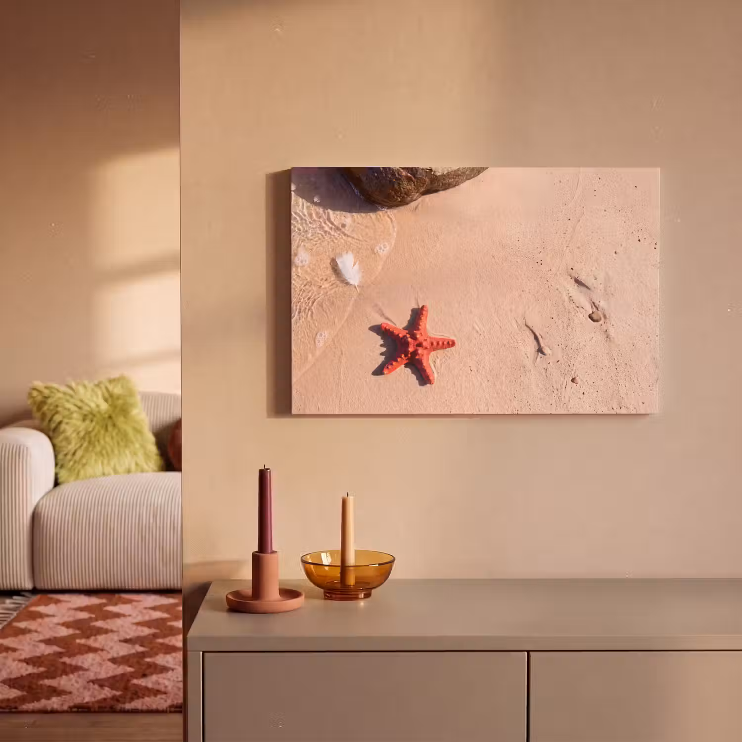 Dieren - Strand - Zee - Natuur - Rood canvas 2cm klein -sfeer1