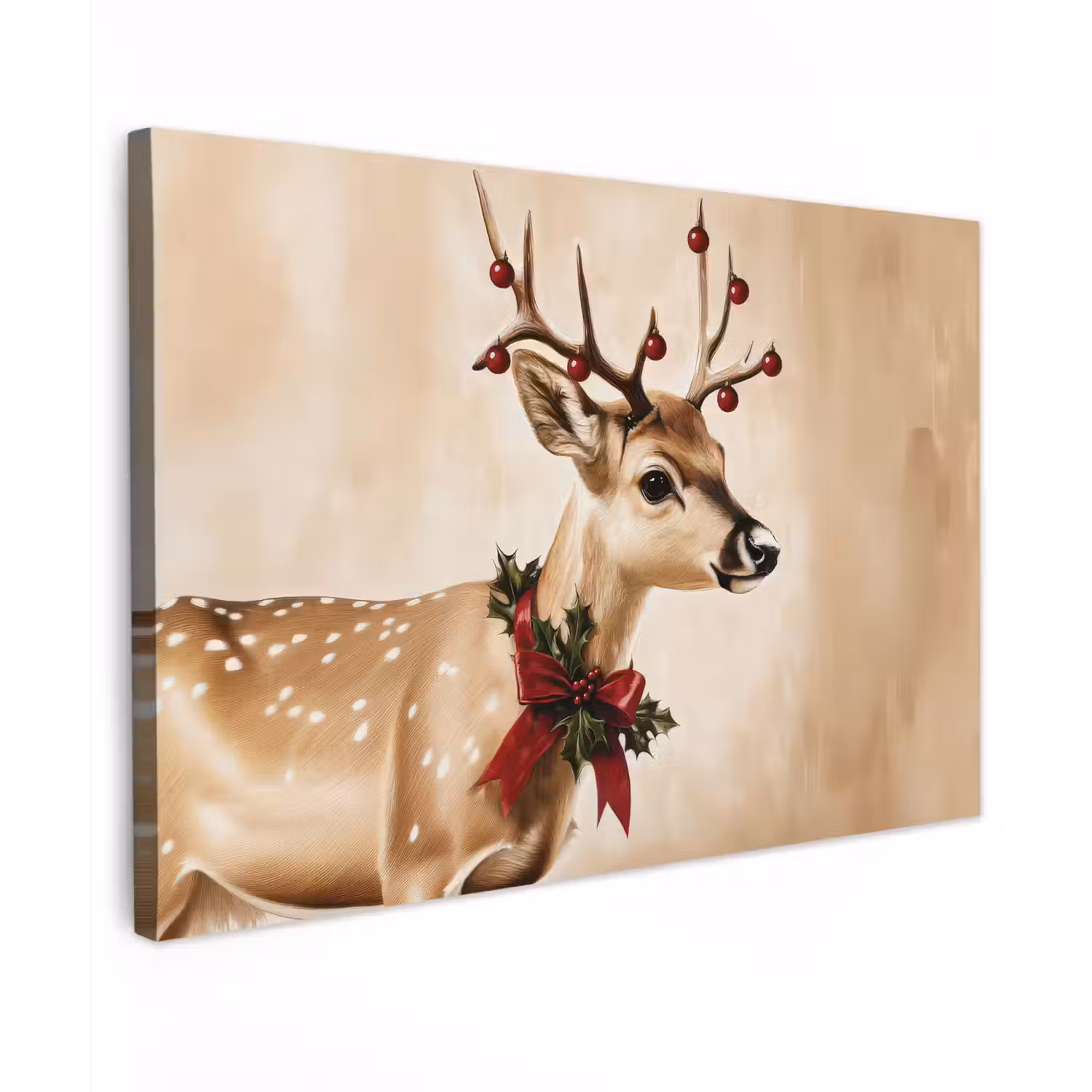 Gewei - Kerst - Rendier - Rood canvas 2cm klein -z3d
