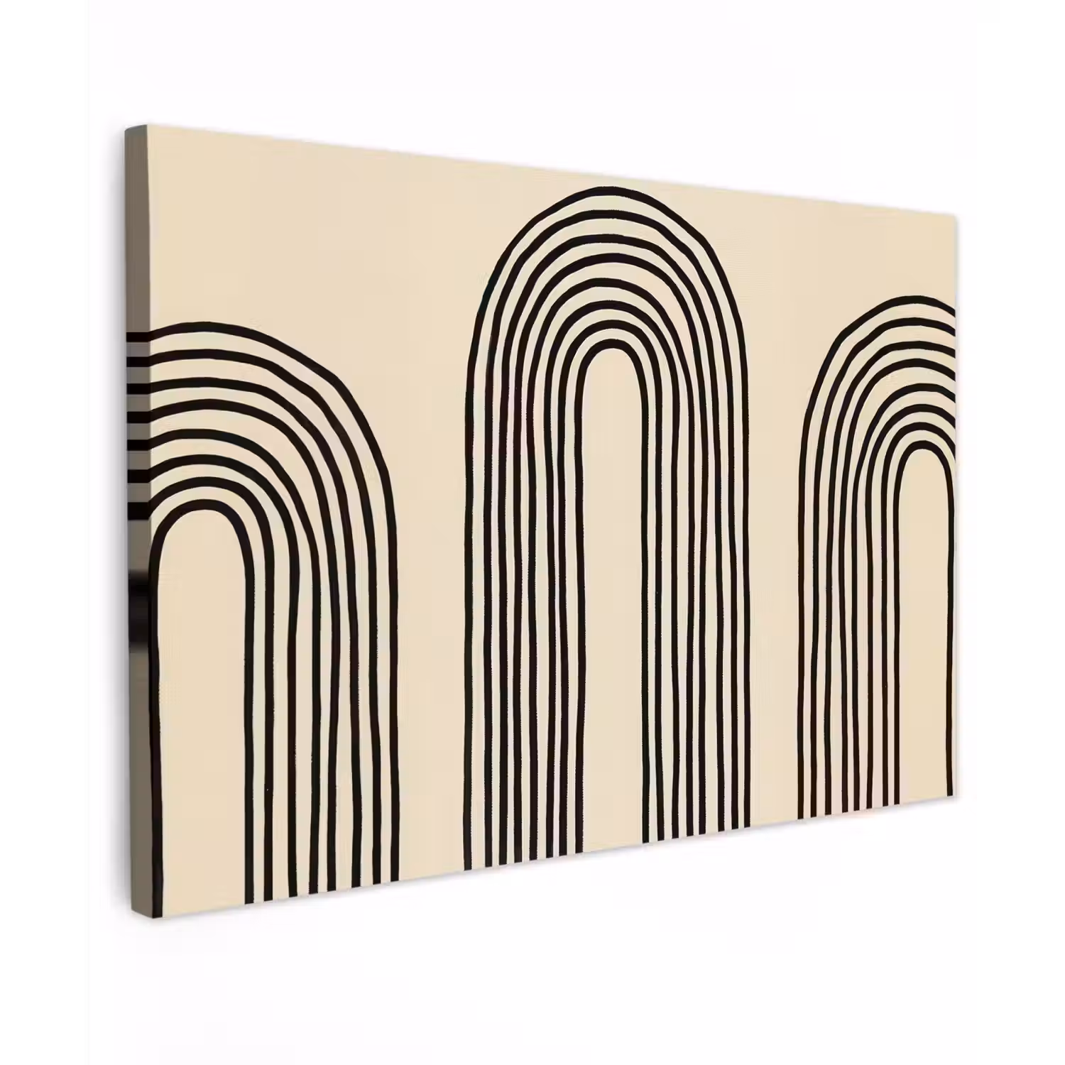 Boogvormen - Zwart - Strak canvas 2cm klein -z3d