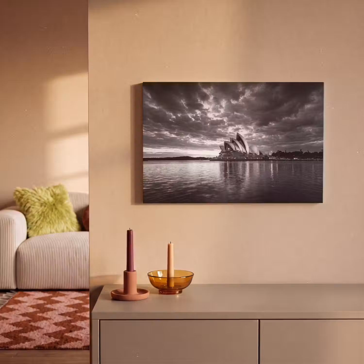 Architectuur - Water - Stad - Modern - Zwart-wit canvas 2cm klein -sfeer1