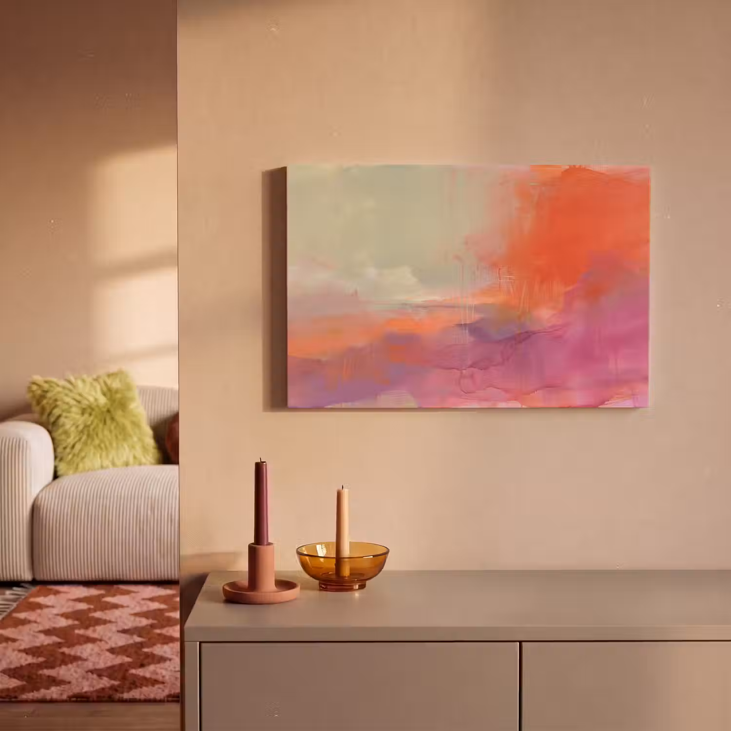 Kunst - Vloeiend - Overgangen - Oranje canvas 2cm klein -sfeer1