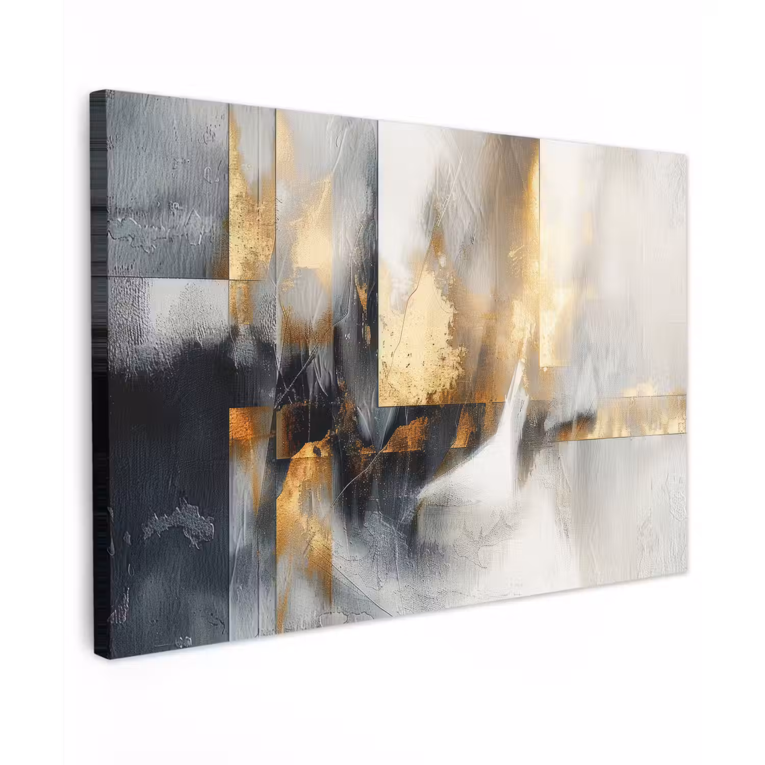Kunst - Goud - Zilver - Abstract canvas 2cm klein -z3d
