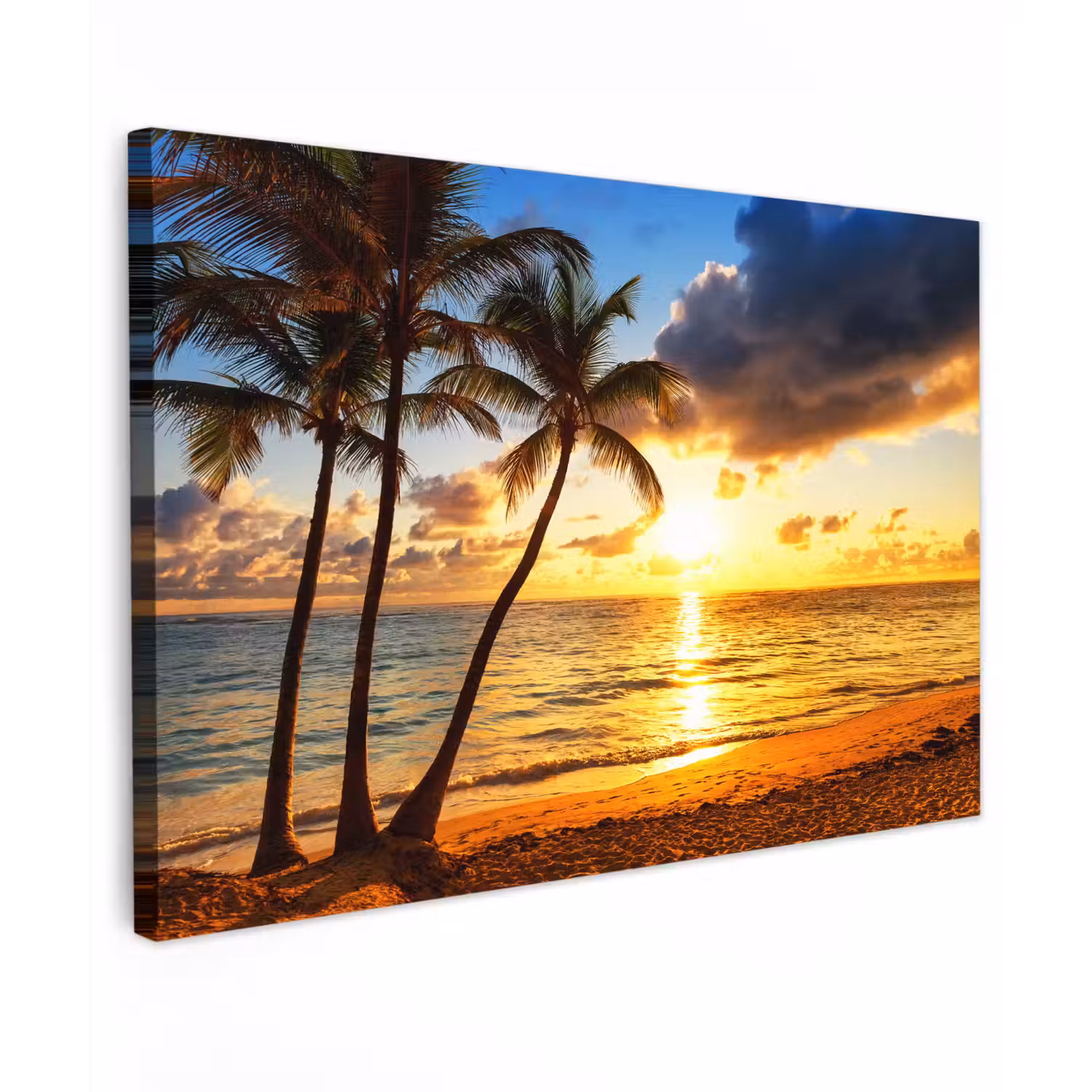 Strand - Horizon - Zonsondergang - Palmboom - Zee canvas 2cm klein -z3d