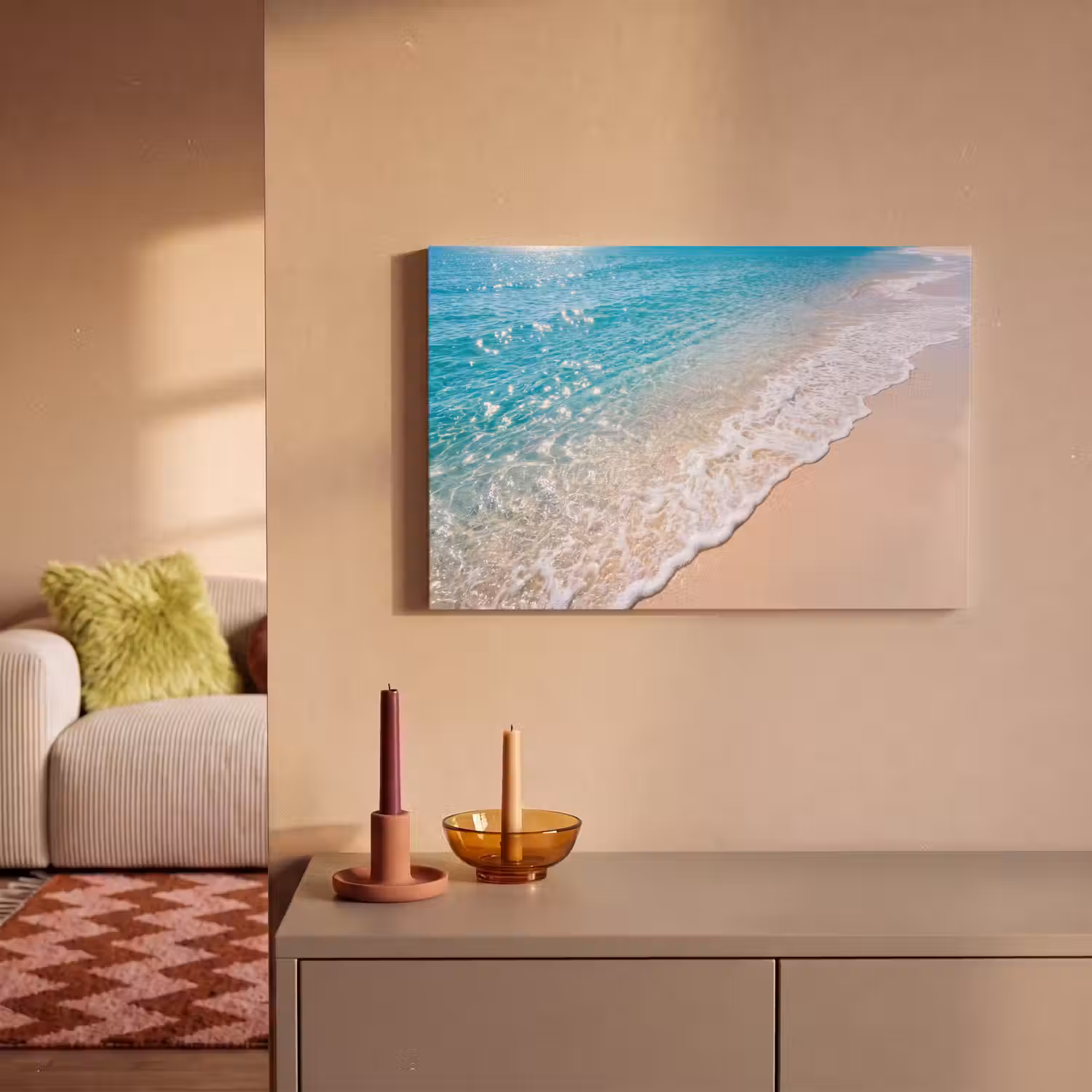 Strand - Water - Natuur - Blauw - Beige canvas 2cm klein -sfeer1