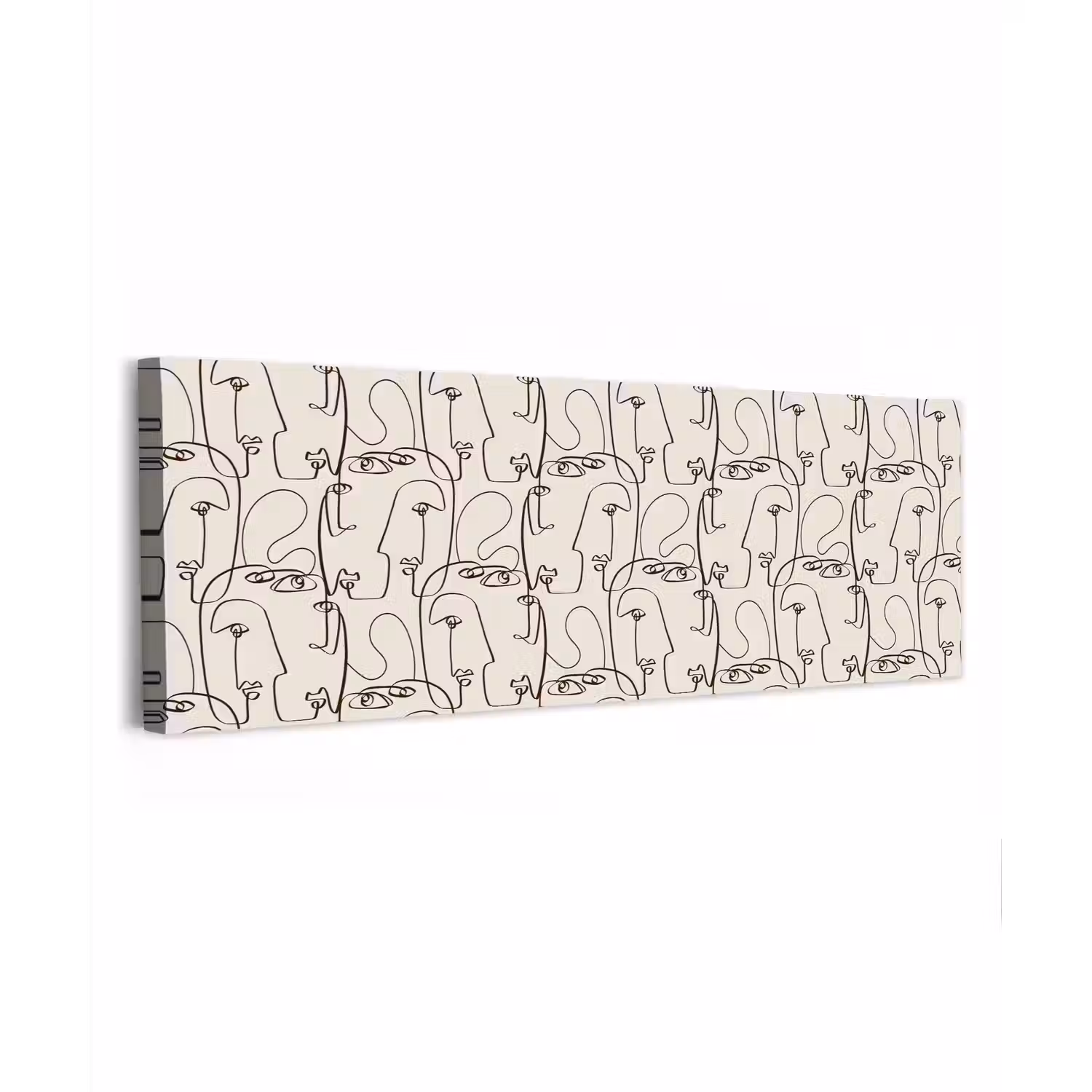 Beige - Gezicht - Lijnen - Bruin canvas 2cm klein 828 -z3d
