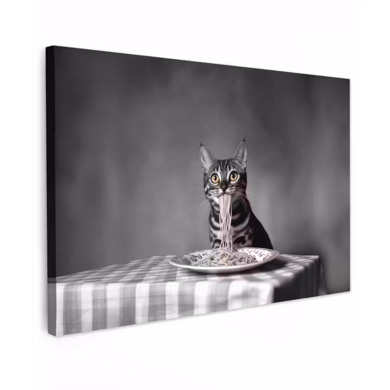 Bengaal - Kat - Tafelkleed - Zwart - Wit - Dier canvas 2cm klein -z3d