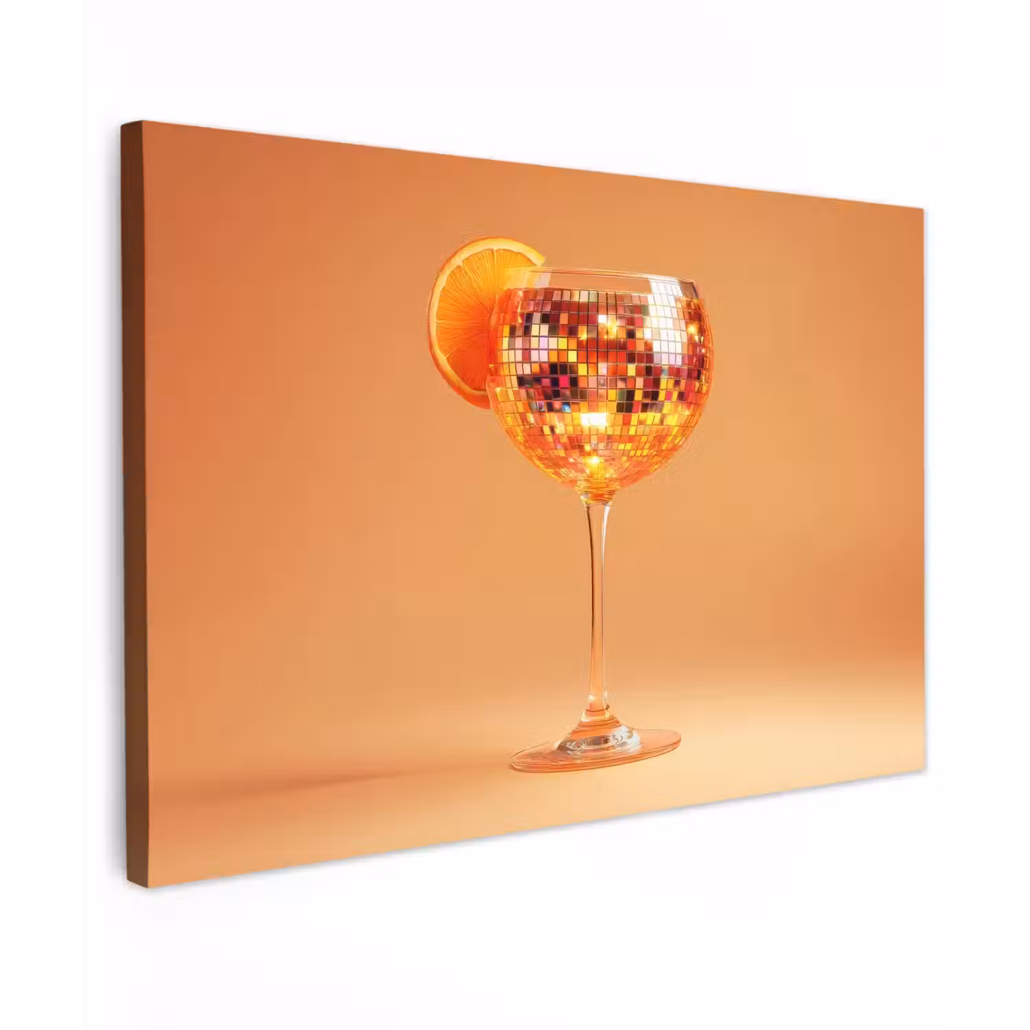 Drank - Oranje - Glitter - Disco canvas 2cm klein -z3d
