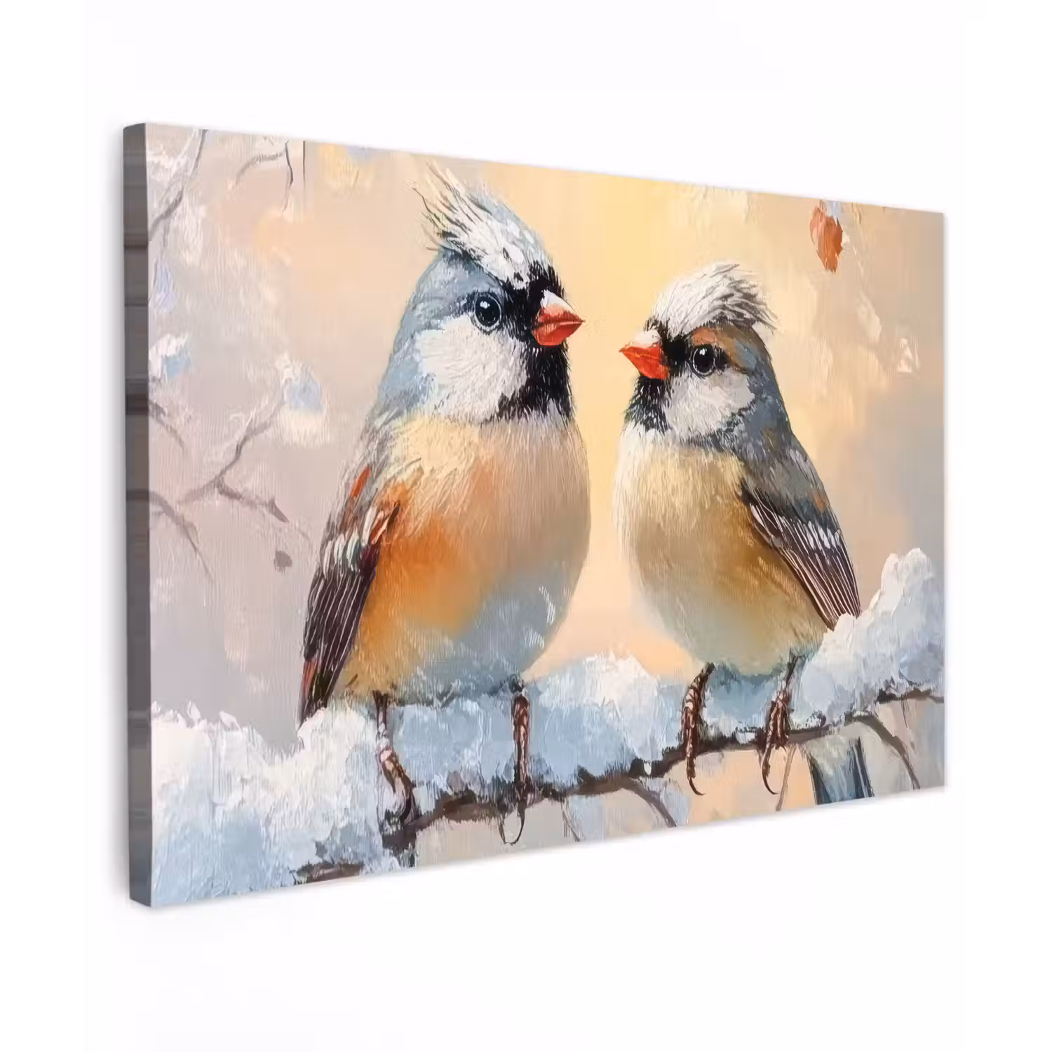 Vogels - Tak - Winter - Sneeuw canvas 2cm klein -z3d