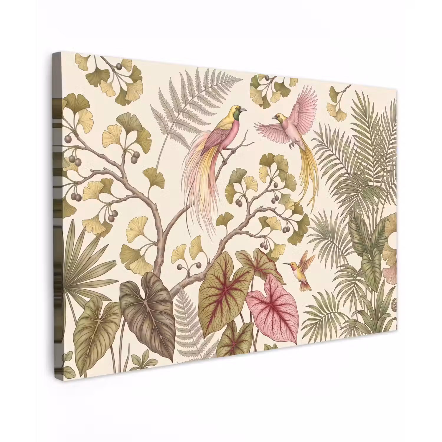 Vogels - Tropisch - Botanisch - Roze canvas 2cm klein -z3d
