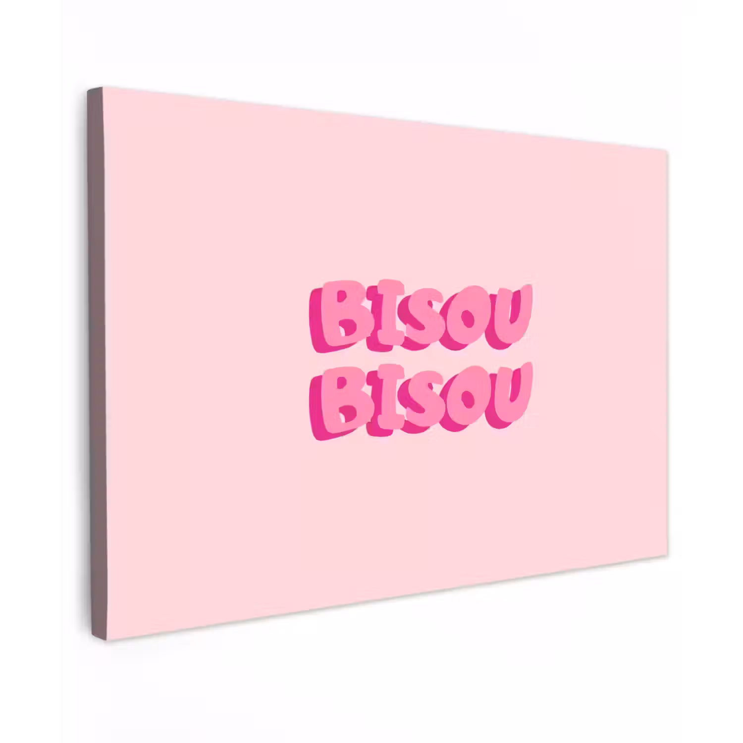 Bisou - Roze - Dikke letters canvas 2cm klein -z3d